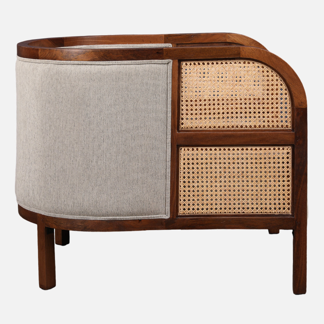 Siam Solidwood Single Seater Sofa in Beige Colour