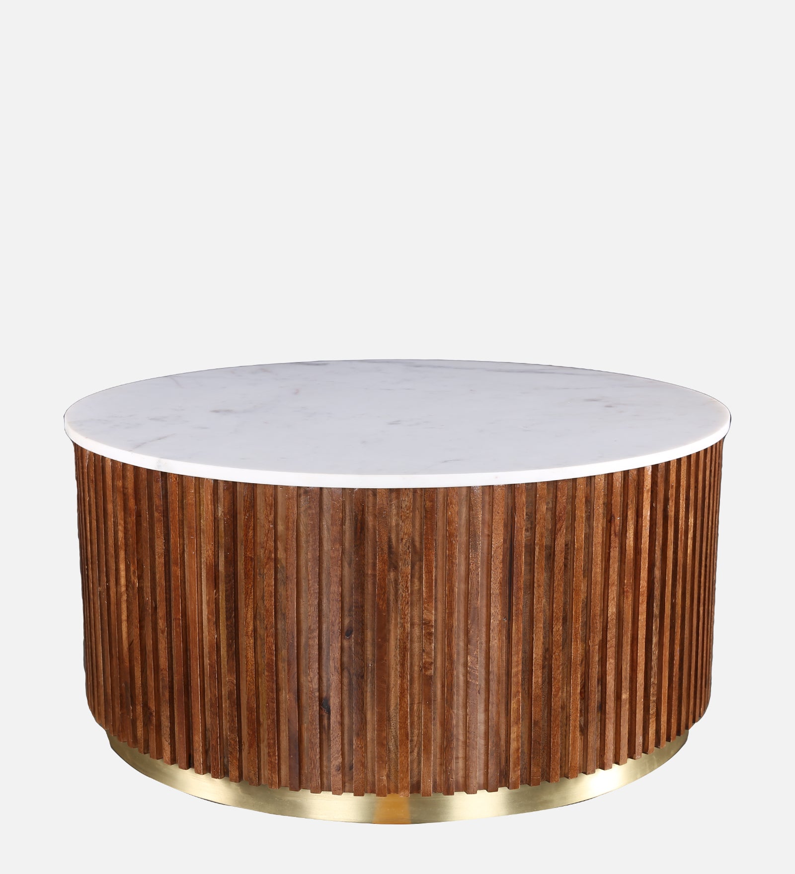 Luminara Marble Top Center Table in White and Gold Colour