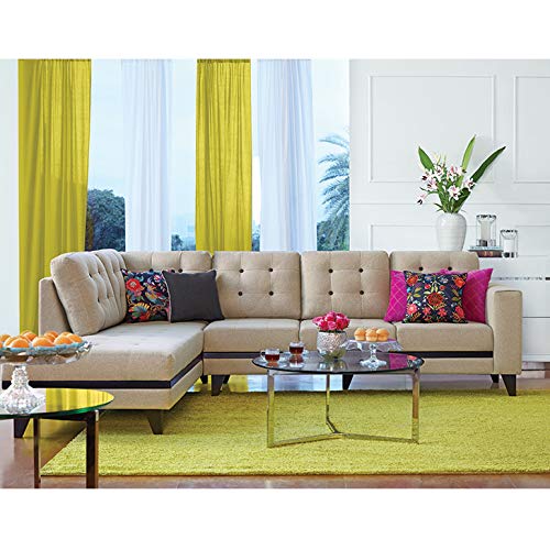 Garcia Fabric 5 Seater Sofa with Right Hand Side Lounger in Brown Colour
