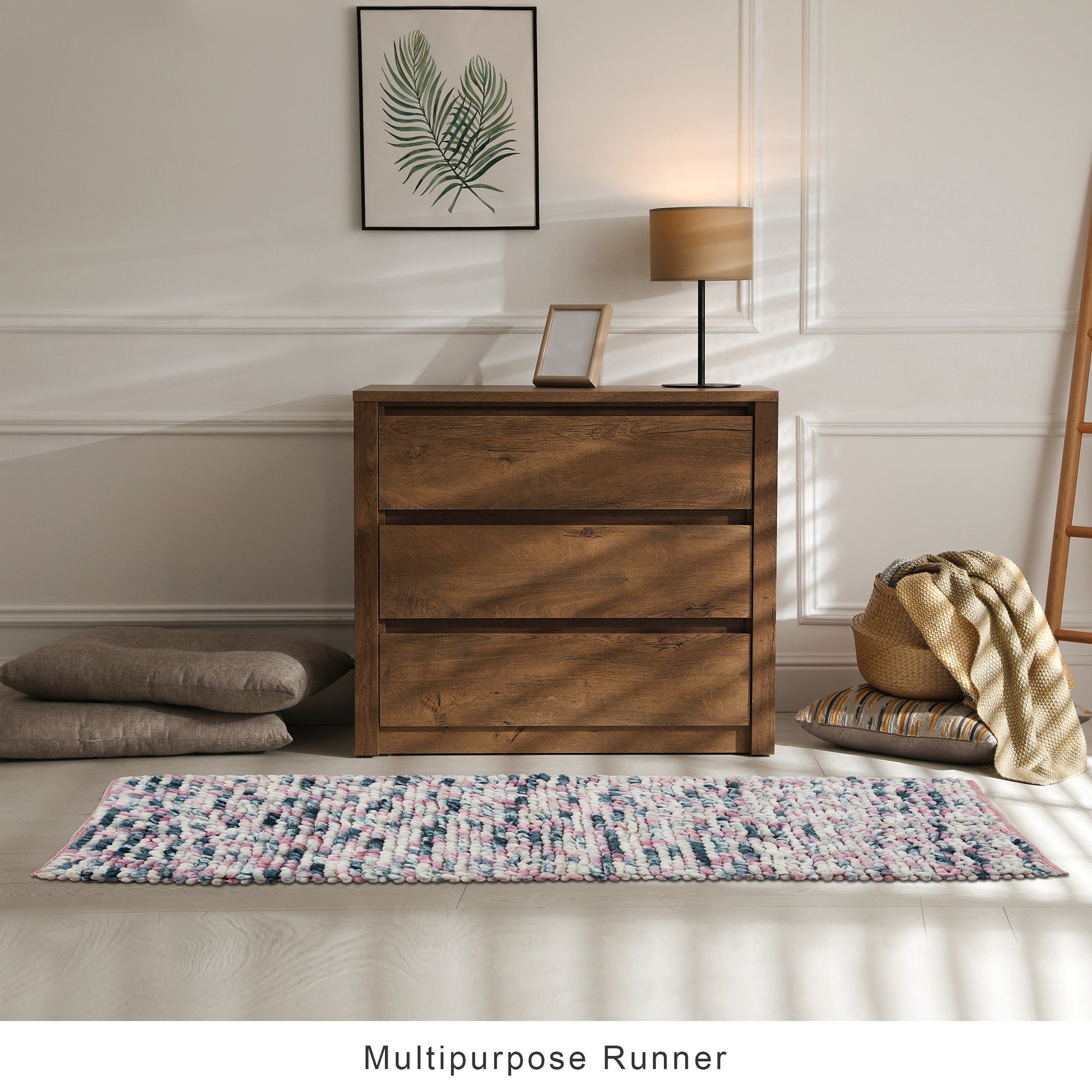Emilia Micro Chenille Multipurpose Loop Runner 60x152 Cm in Blush Blue Colour