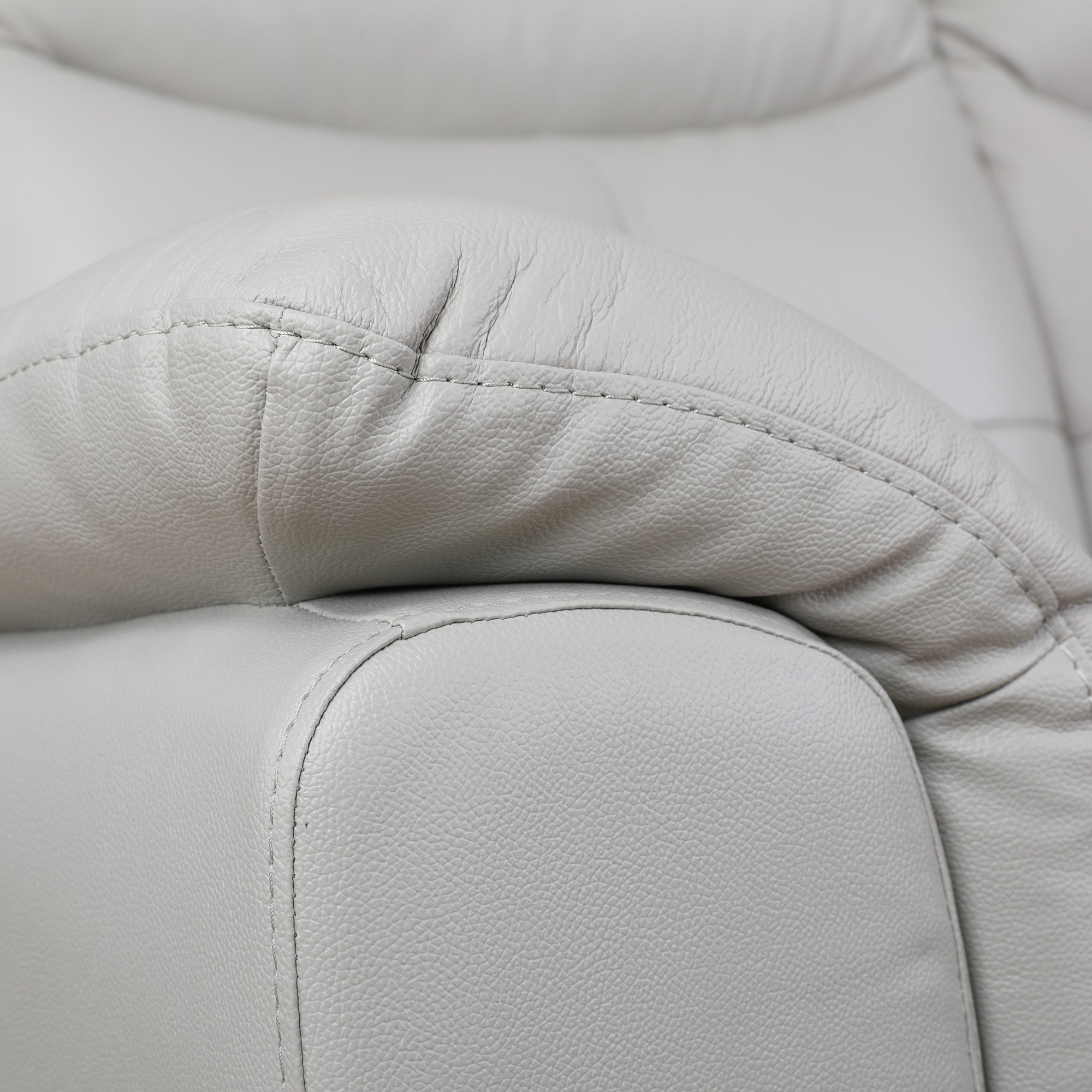 Alexa Half Leather Two Seater Sofa in Light Grey Colour