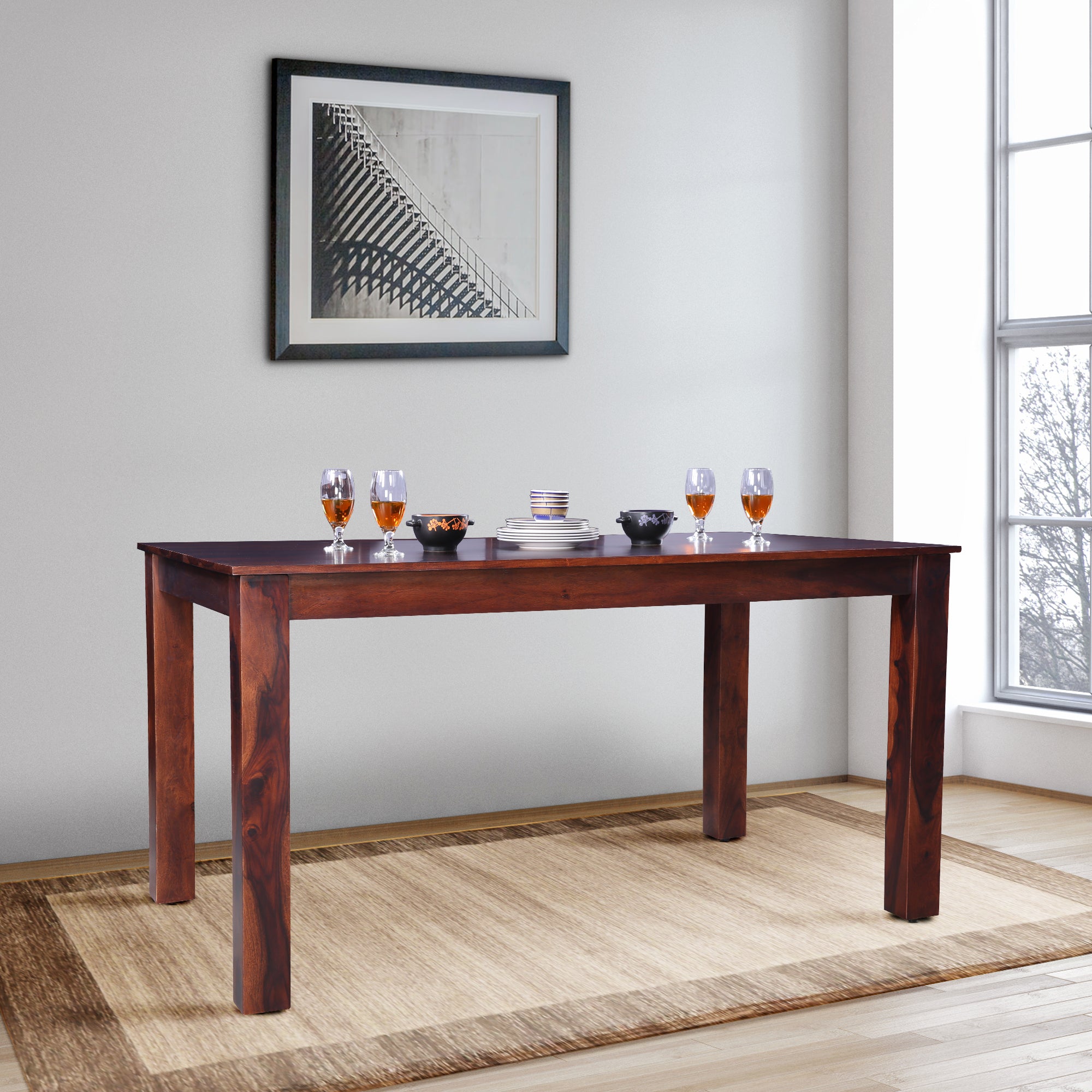 Jaxon Solidwood Six Seater Dining Table in Teak Colour