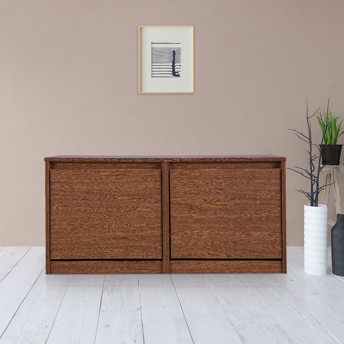 Alder Engineered Wood Shoe Rack in Oak Colour