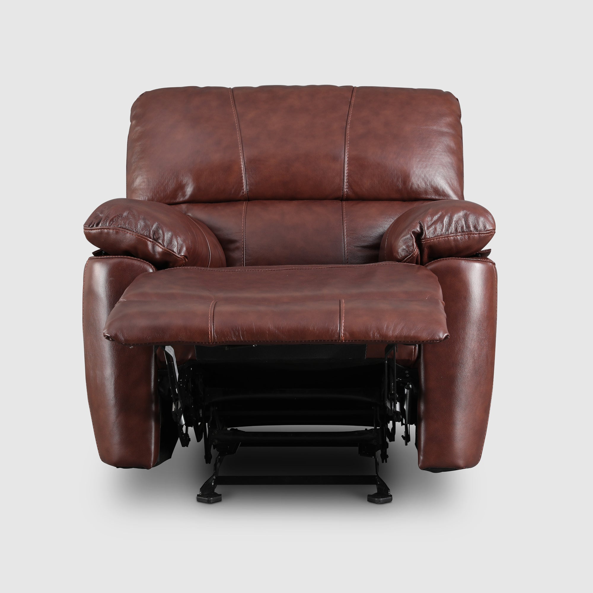Charles Half Leather Single Seater Rocker Recliner in Brown Colour