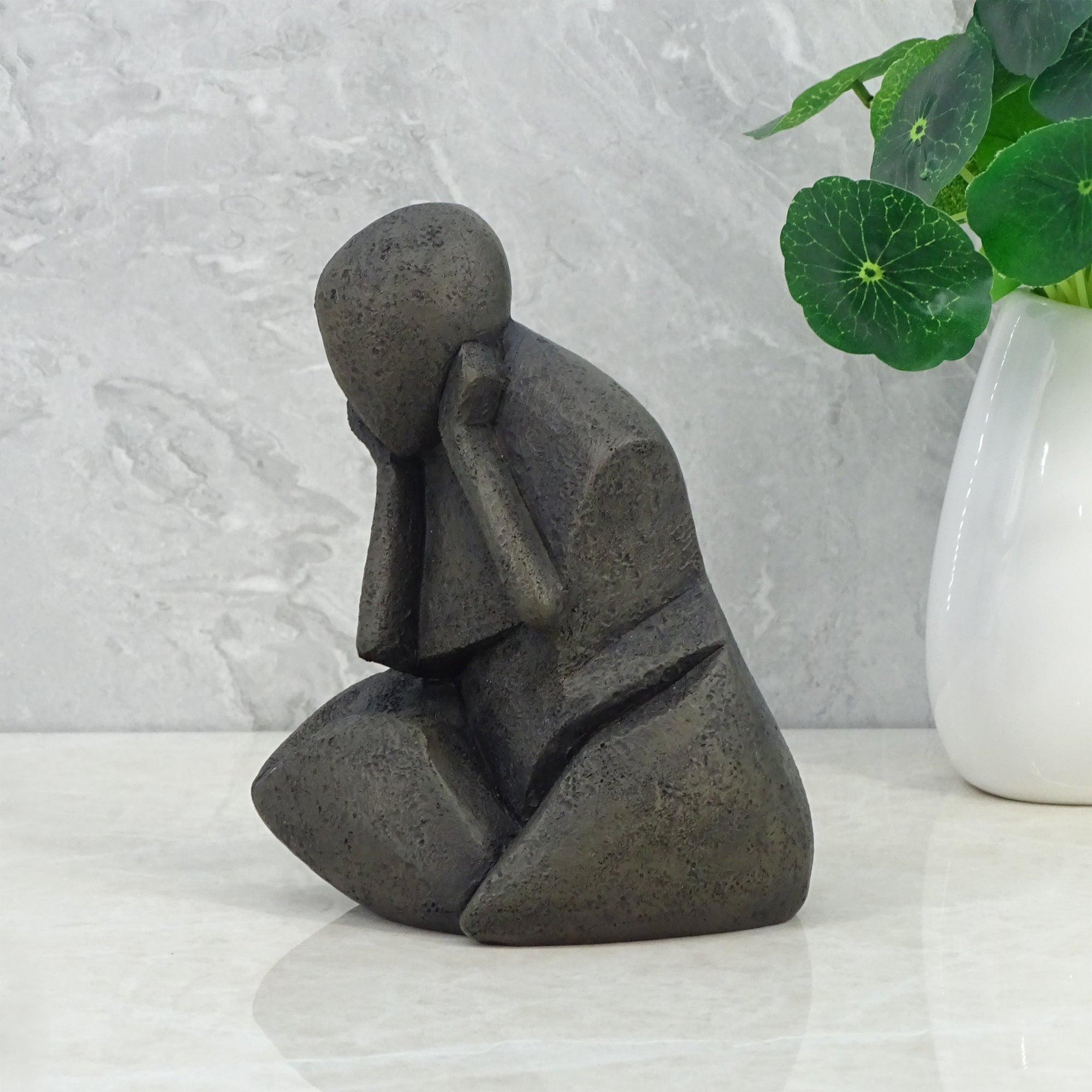 Noire Polyresin Man Headsat 15 Cm in Black Colour