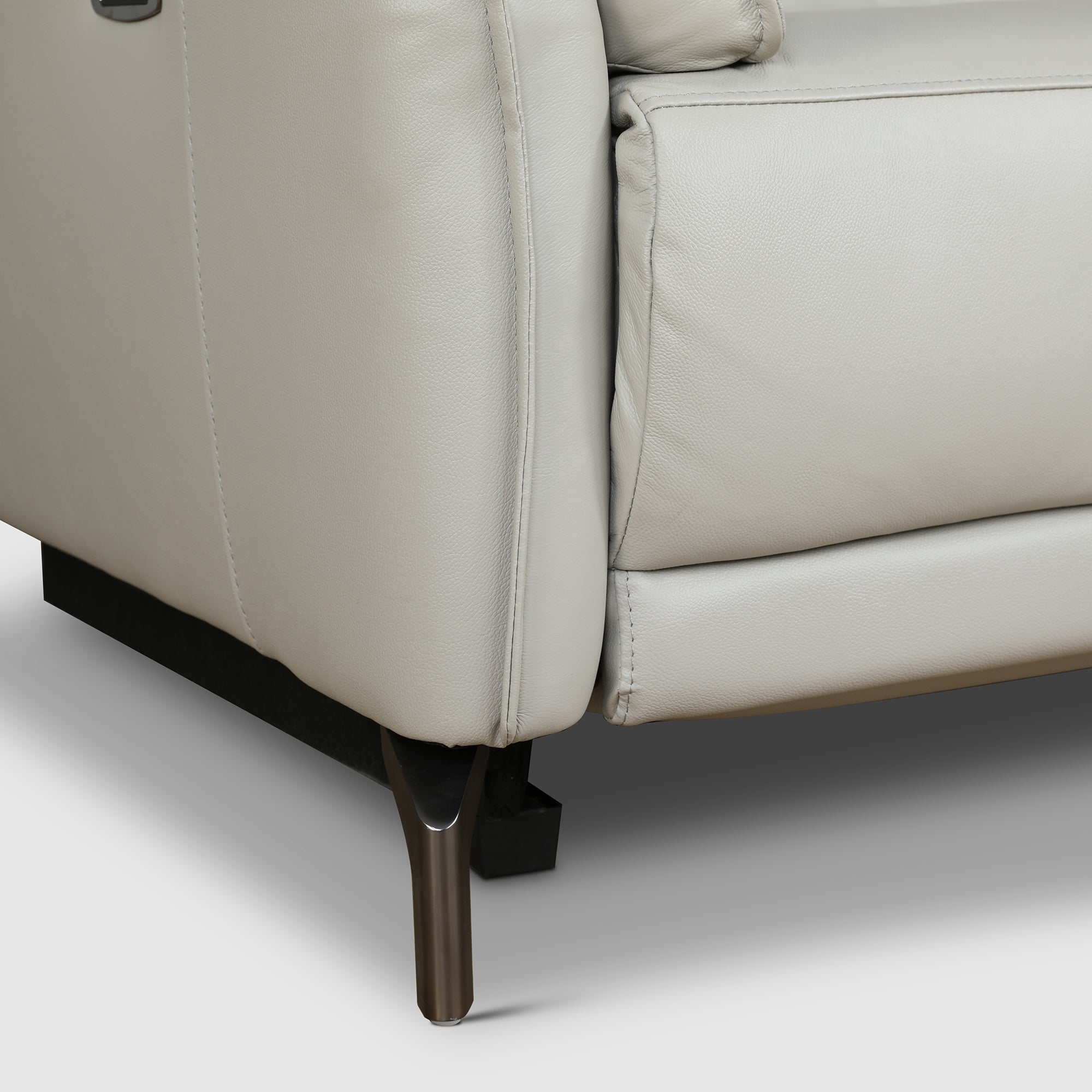 Emilia Half Leather Three seater Electric Recliner in Light Grey Colour