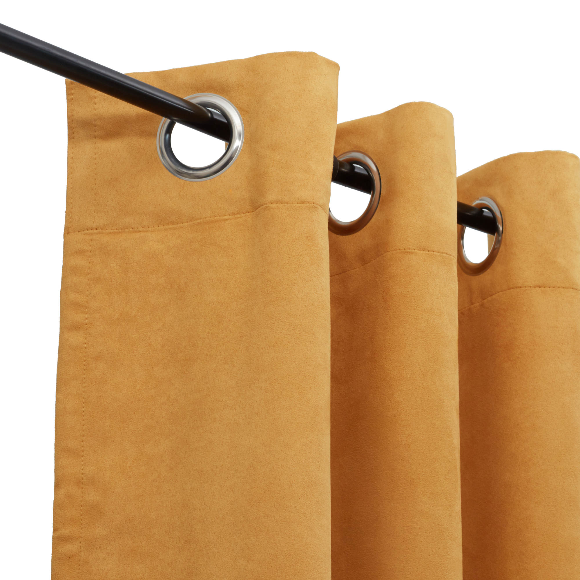 Nora Shades Solid Suede Dim Out Door Curtain 7 Feet in Mustard Colour