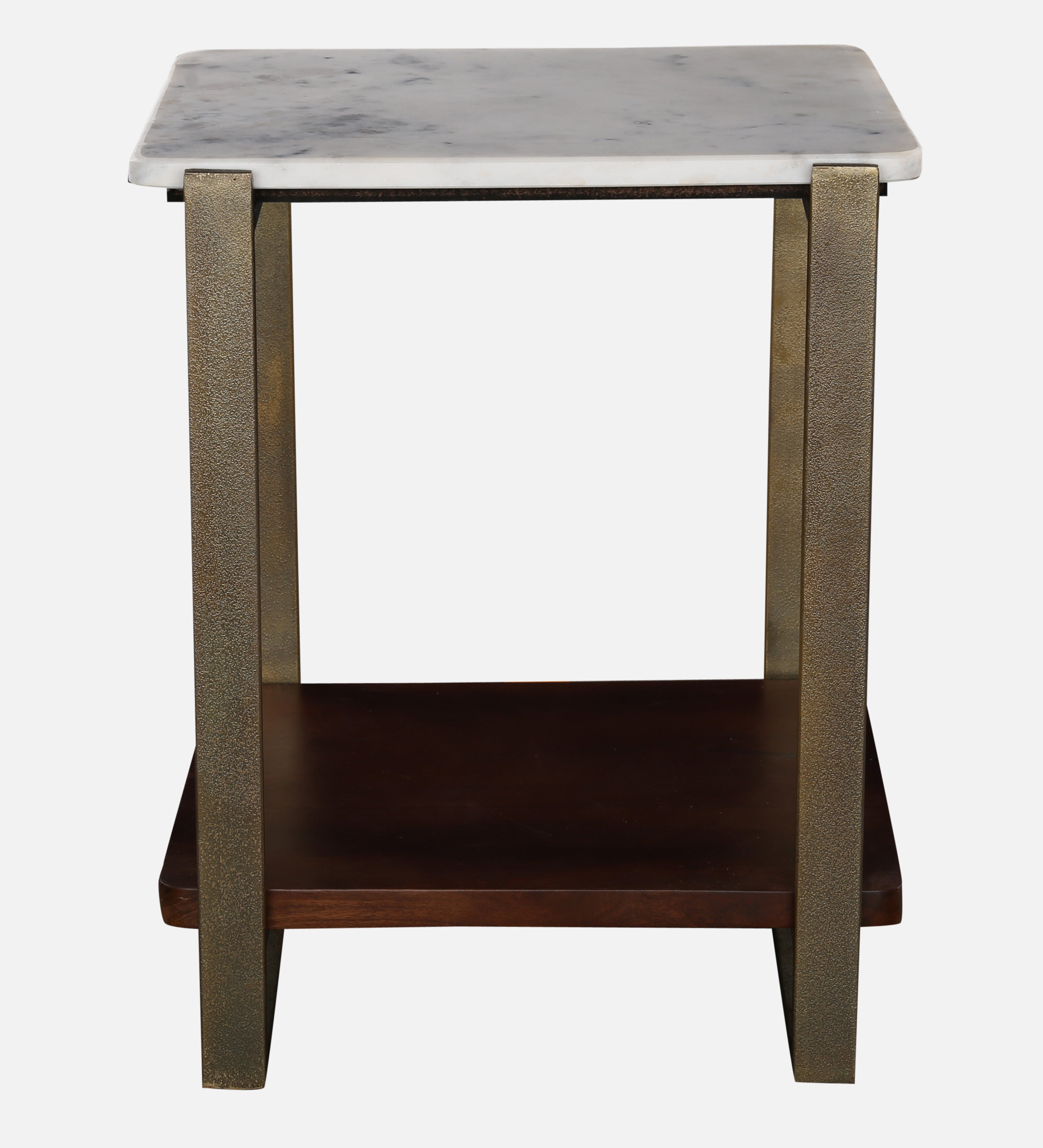 Ellis Metal Side Table in White and Walnut Colour