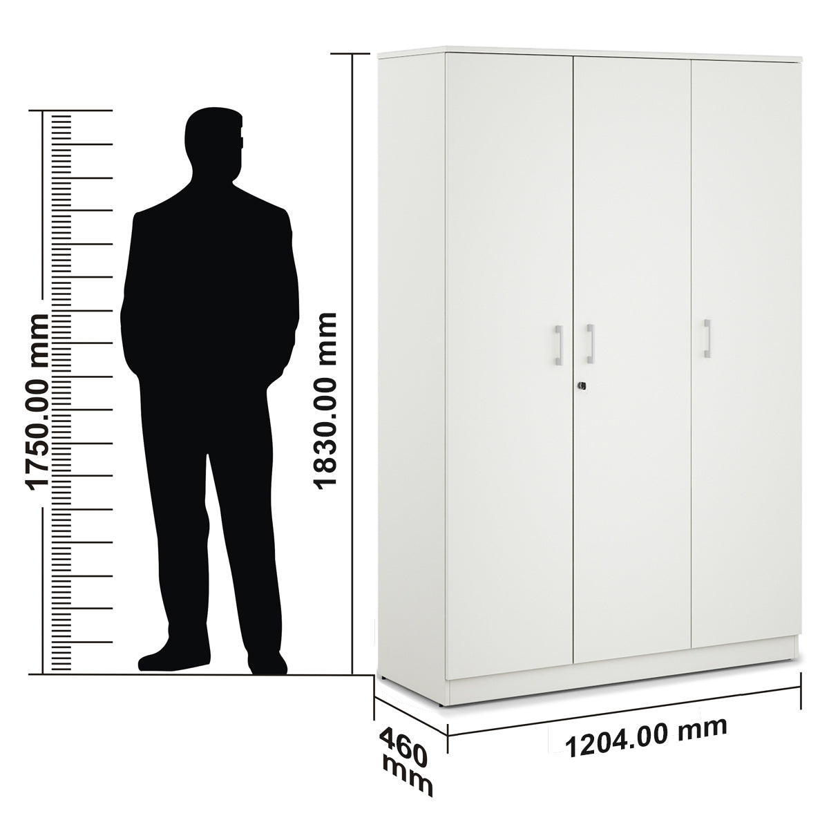 Prime Three Door Wardrobe in White Colour
