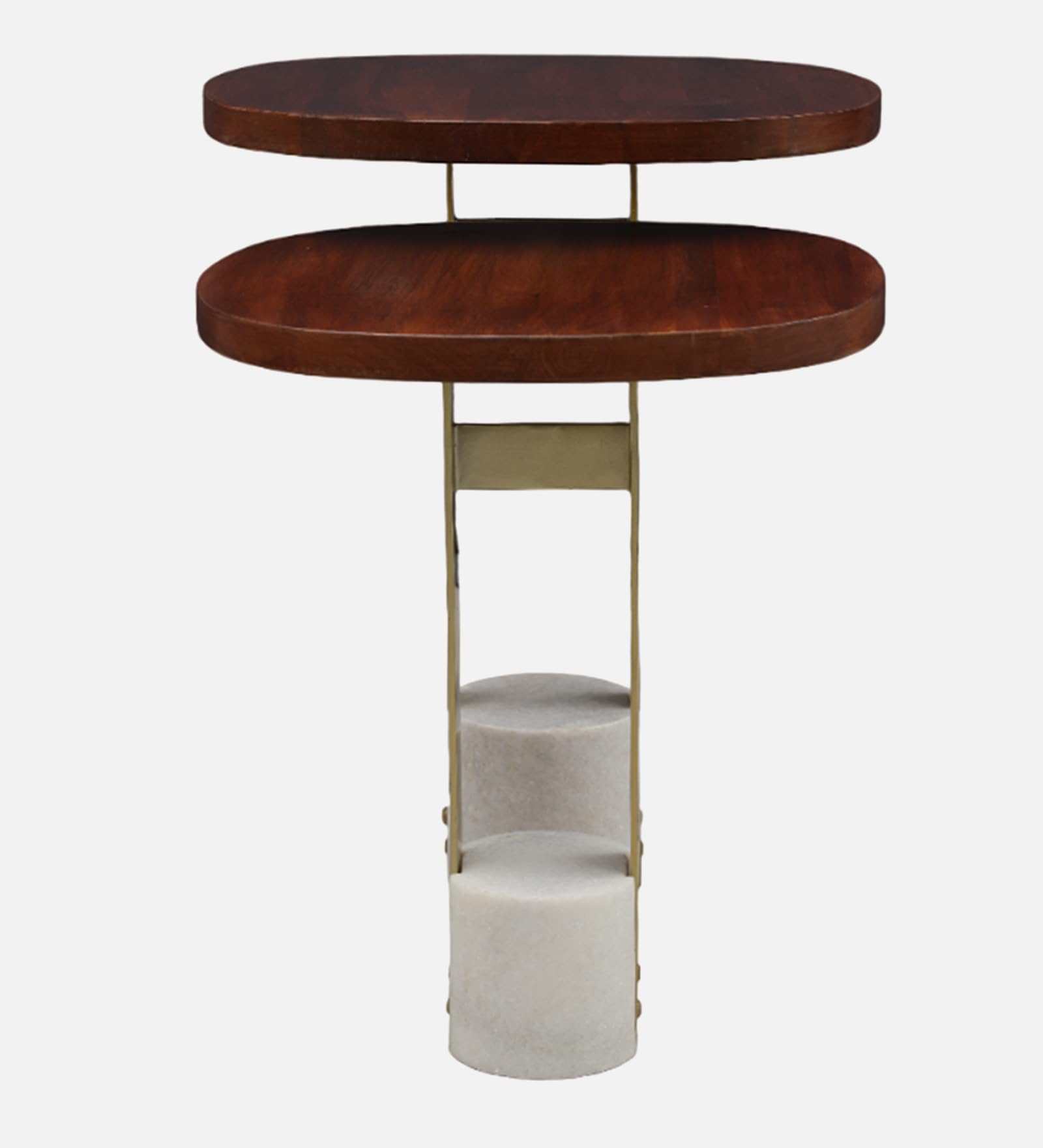 Celestia Marble Top Nest of Table in Walnut & White Colour
