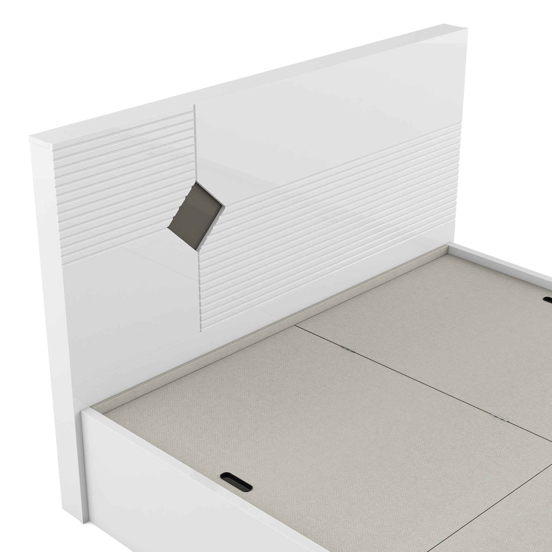 Gwen  King Bed With Box Storage in White  & Denim Colour