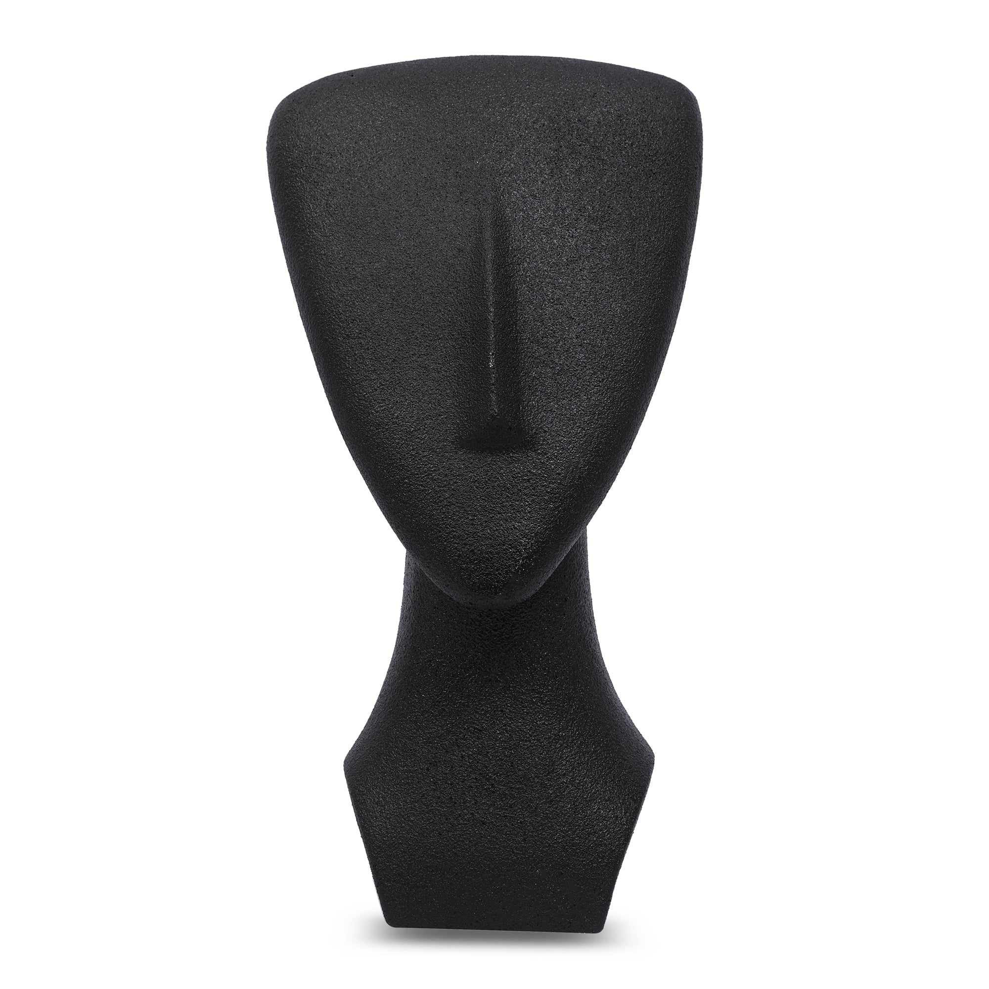 Miraya Modern Textured Face Polyresin Hand Finished Figurine Black 16cm by Living Essence