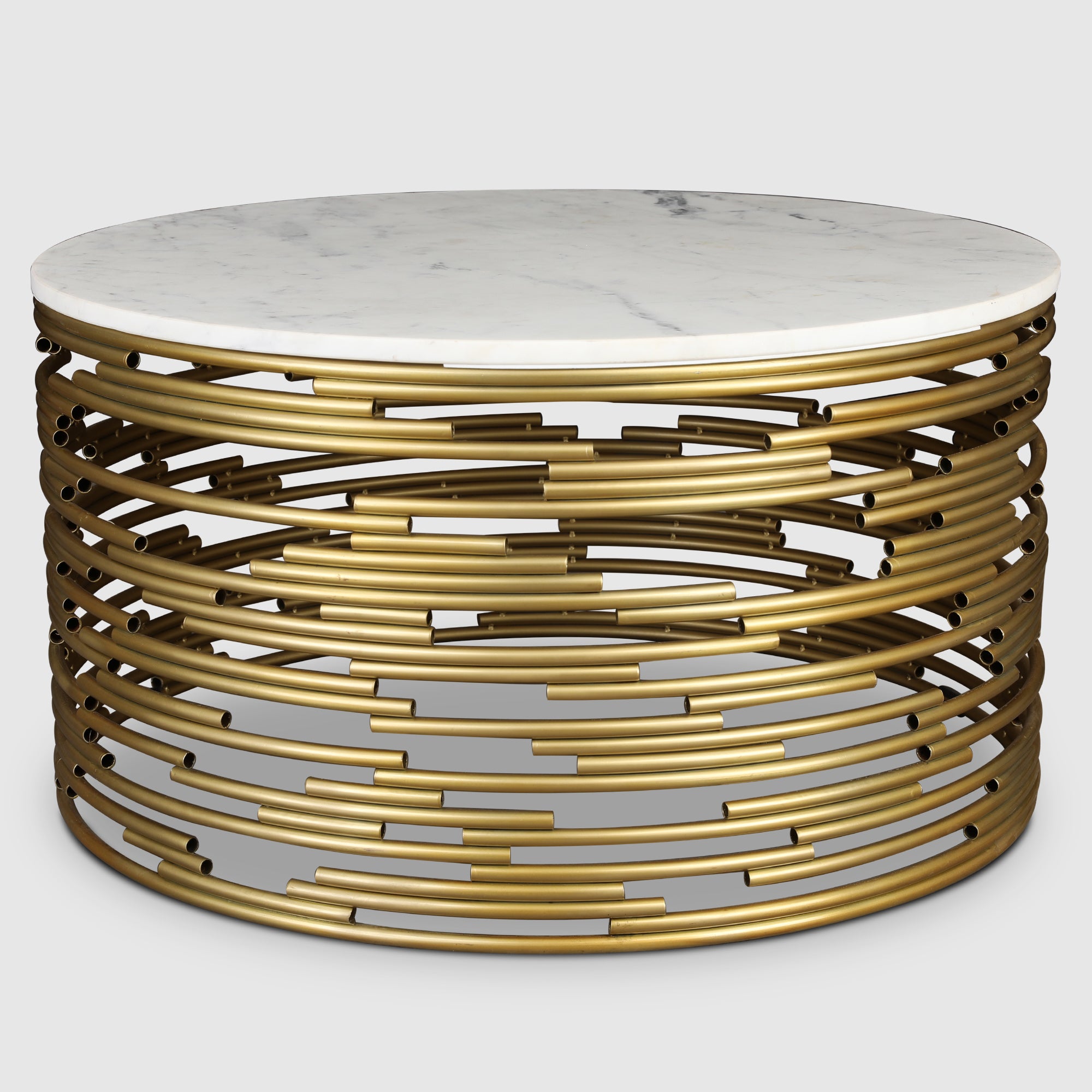 Aurnia Marble Top Center Table in White & Gold Colour