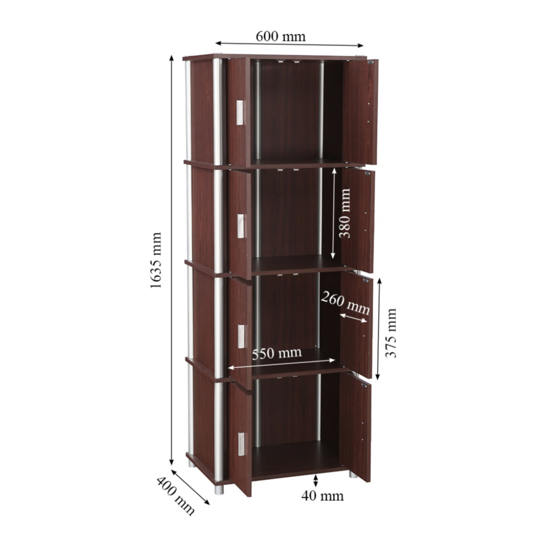 Jacob Engineered Wood Multipurpose Cabinet in Cherry Brown Colour