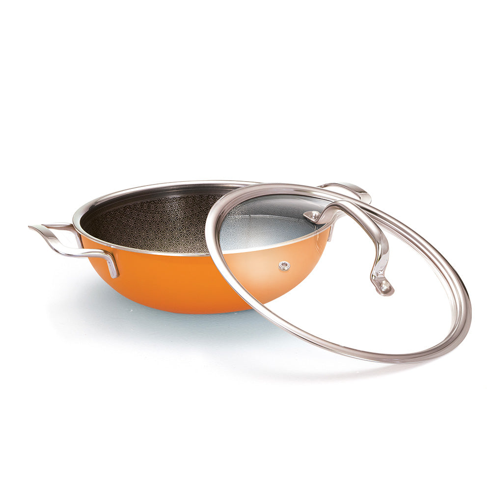 Vida Triply Kadhai 24cm Volcanic with Glass Lid