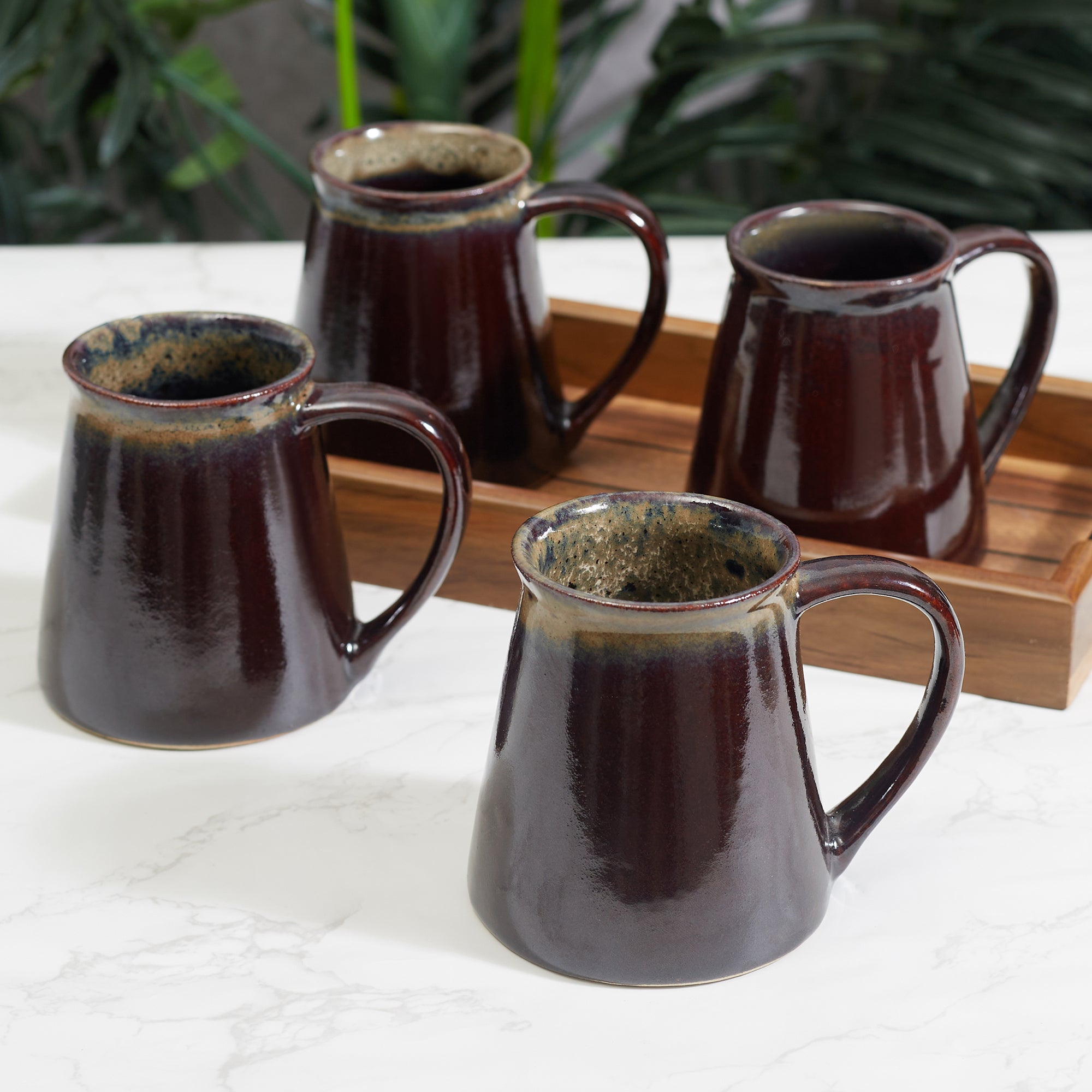 Fiesta Studio Pottery Ombre Coffee Mug 300 ML Set of 4 in Rust Colour