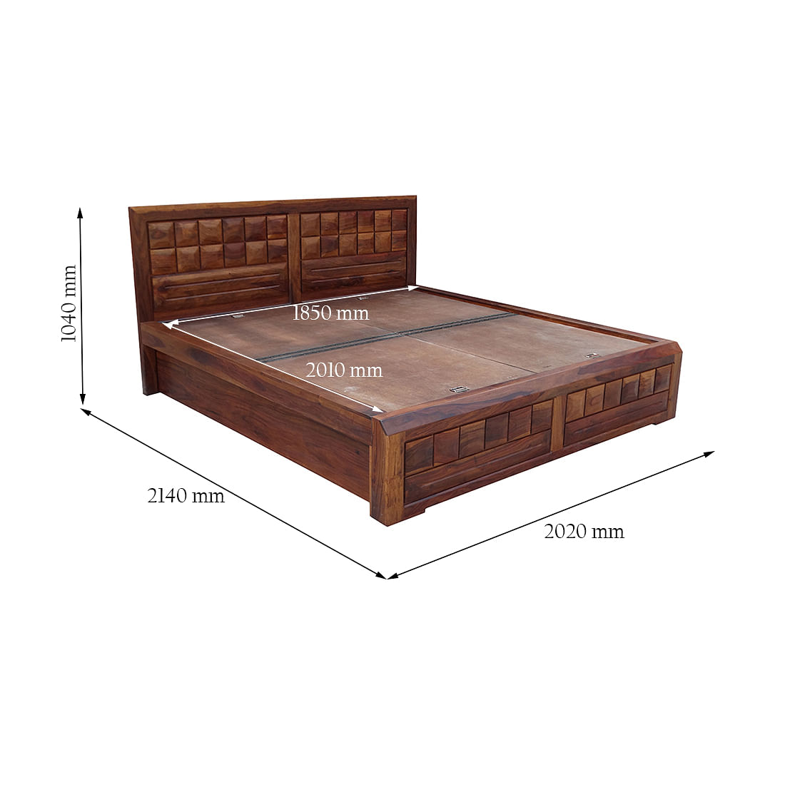 Woodrow Sheesham Wood(Rosewood) King bed with Box storage in Honey Colour