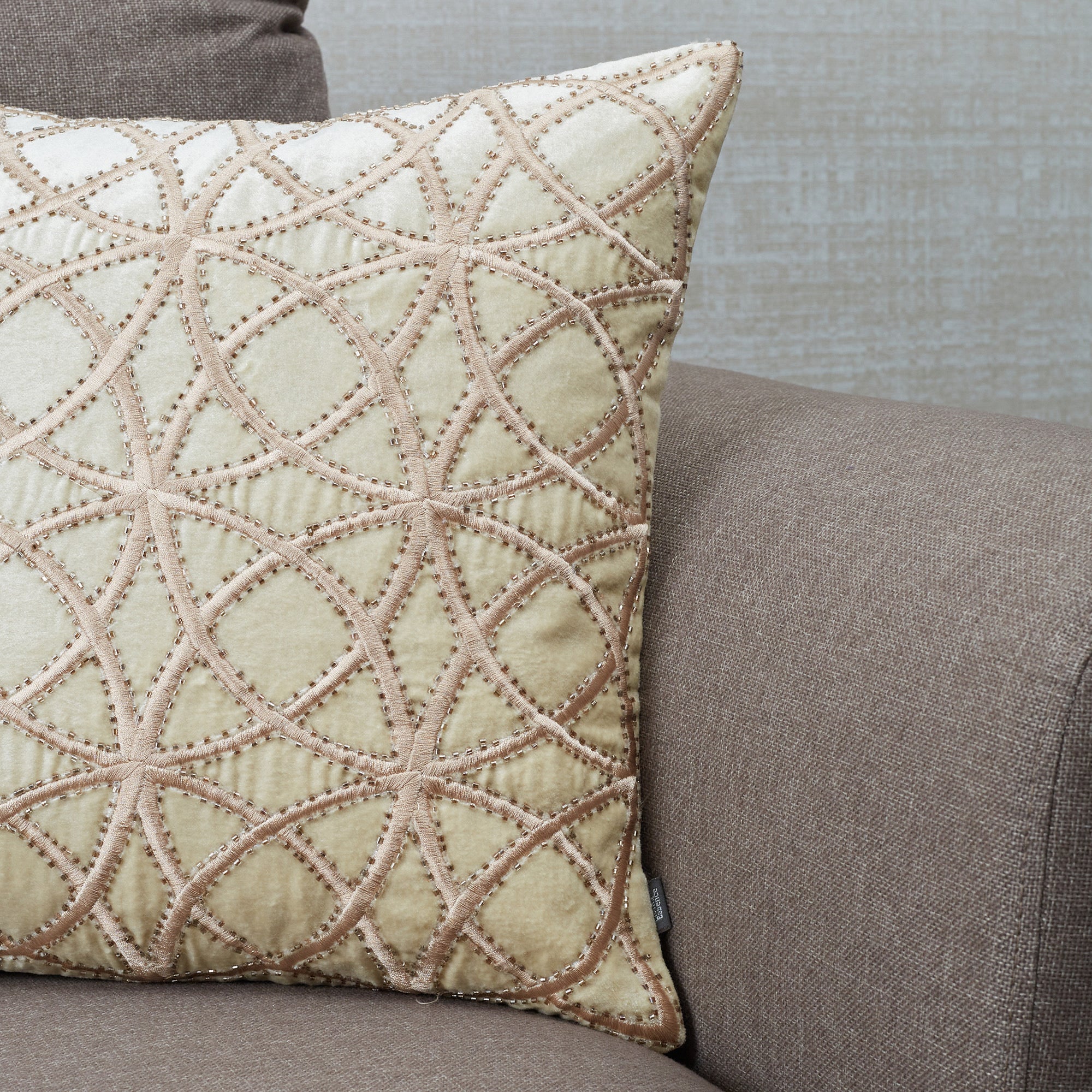 Silkroute Ornamented Cushion Cover 40x40 Cm in Beige Colour