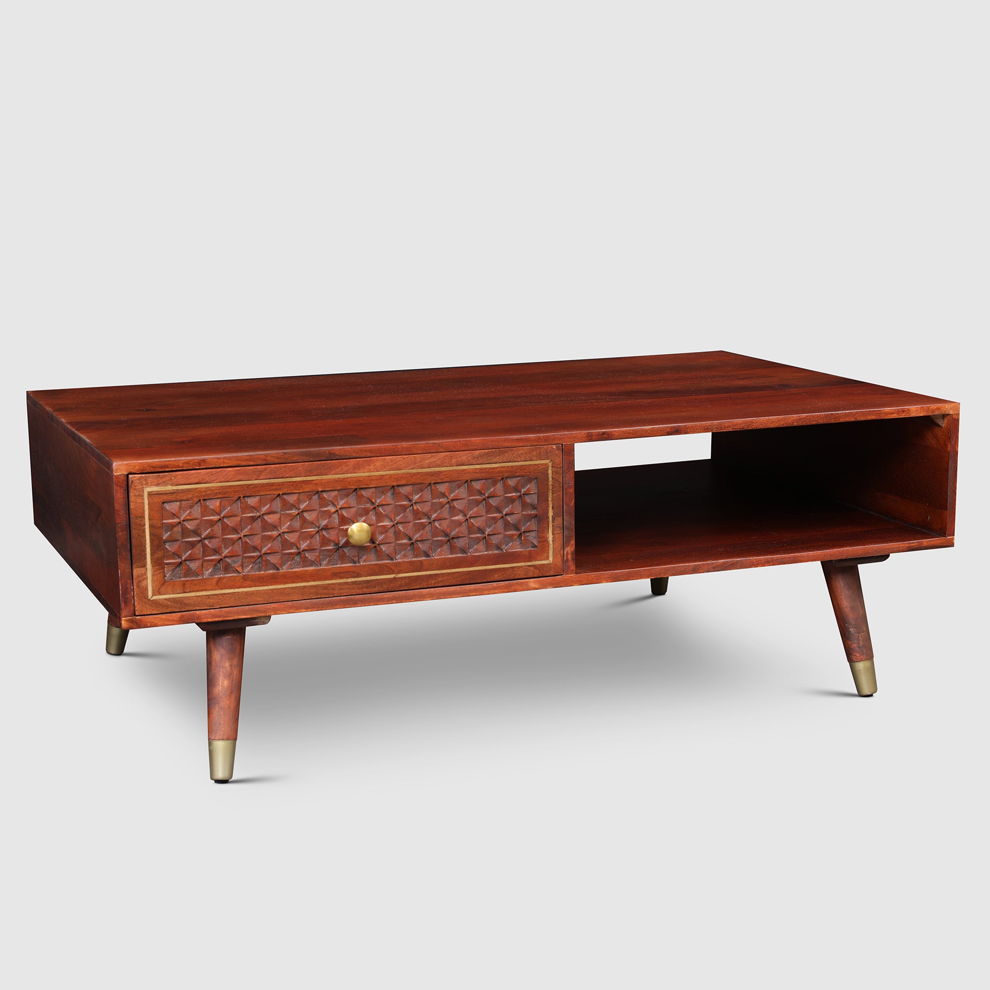 Phoolkari Center Table in Honey Finish Colour