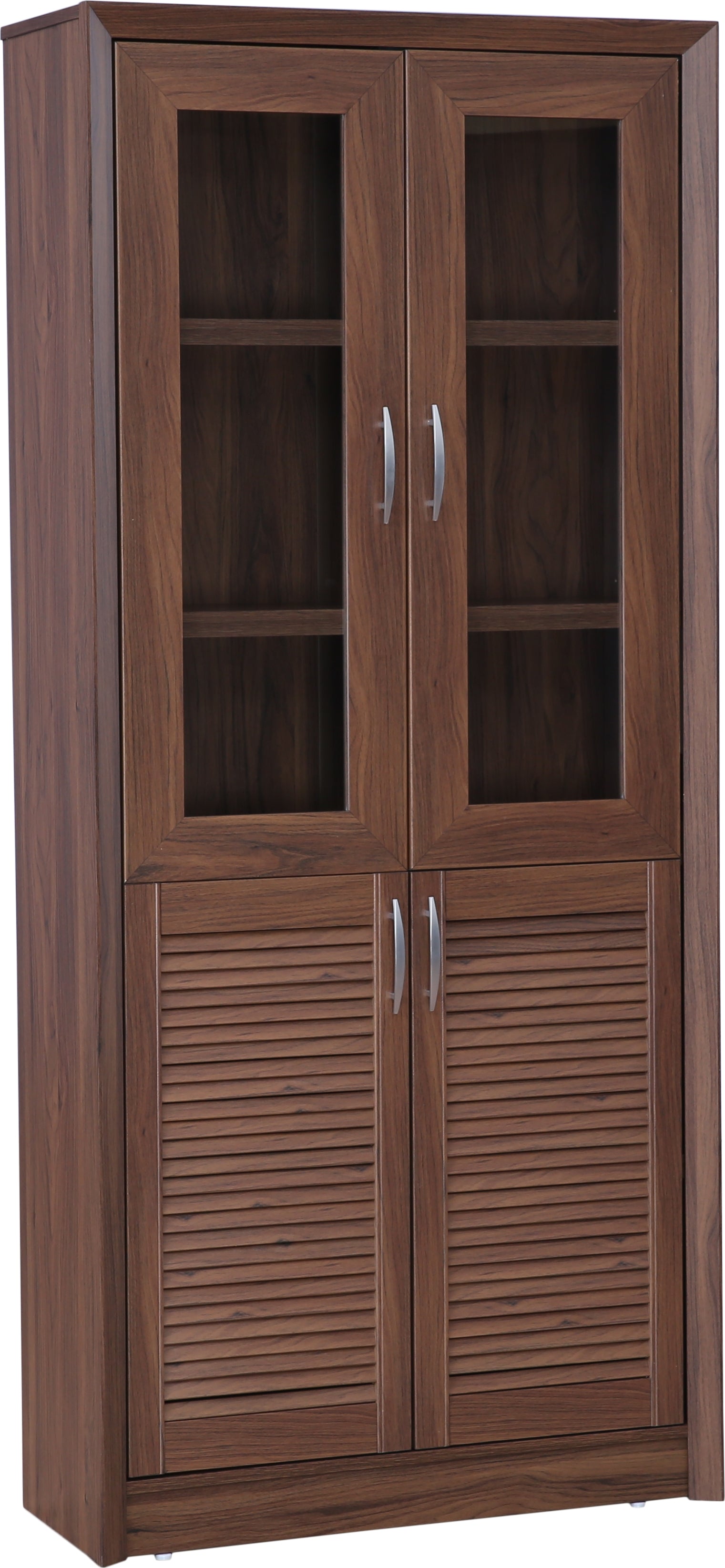 Stark Engineered Wood 4 door Book Case in Walnut Colour
