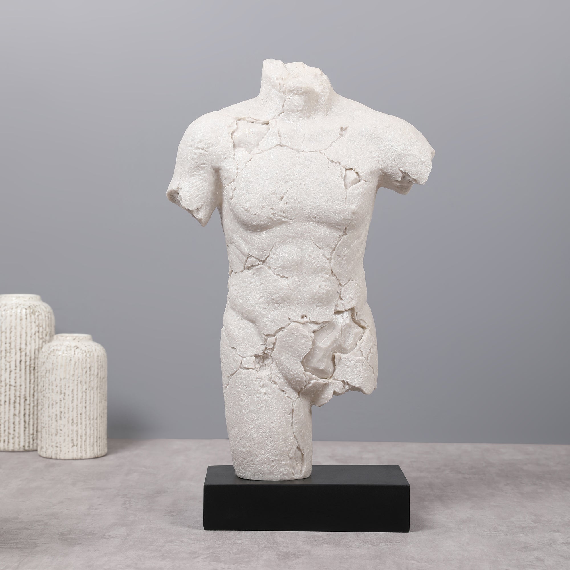 Miraya Human Torso Polyresin Figurine White 45cm by Living Essence