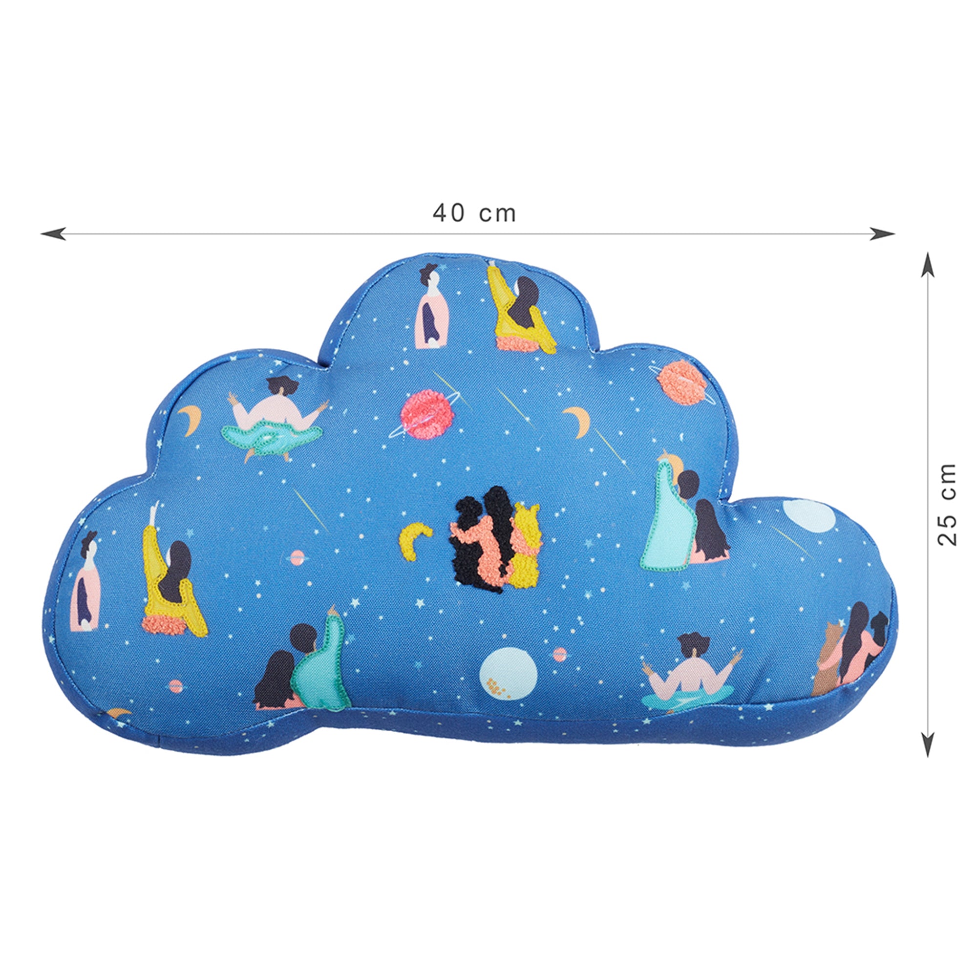 Good Life  Reversible Cloud Digital Printed Shaped Cushion 40x25 Cm in Navy Colour