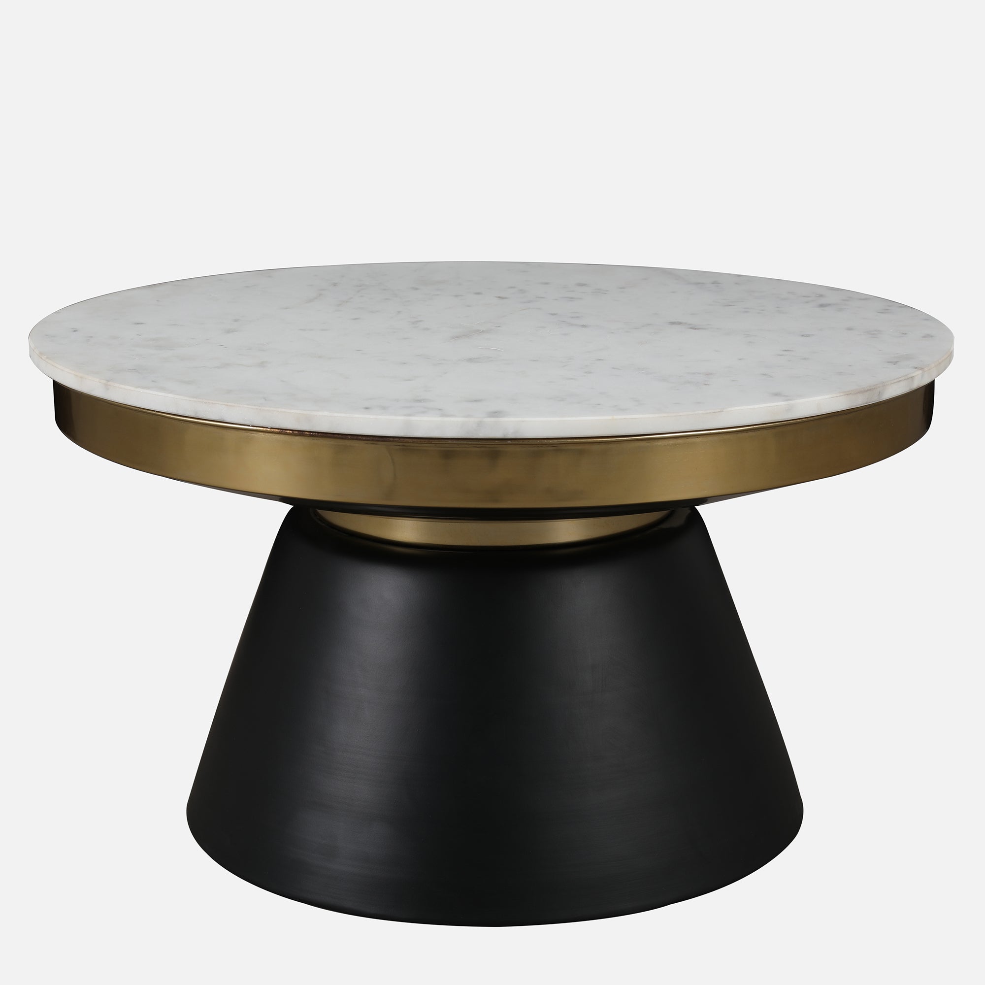 Chelsea Marble & Iron Center Table in White, Black & Gold Colour