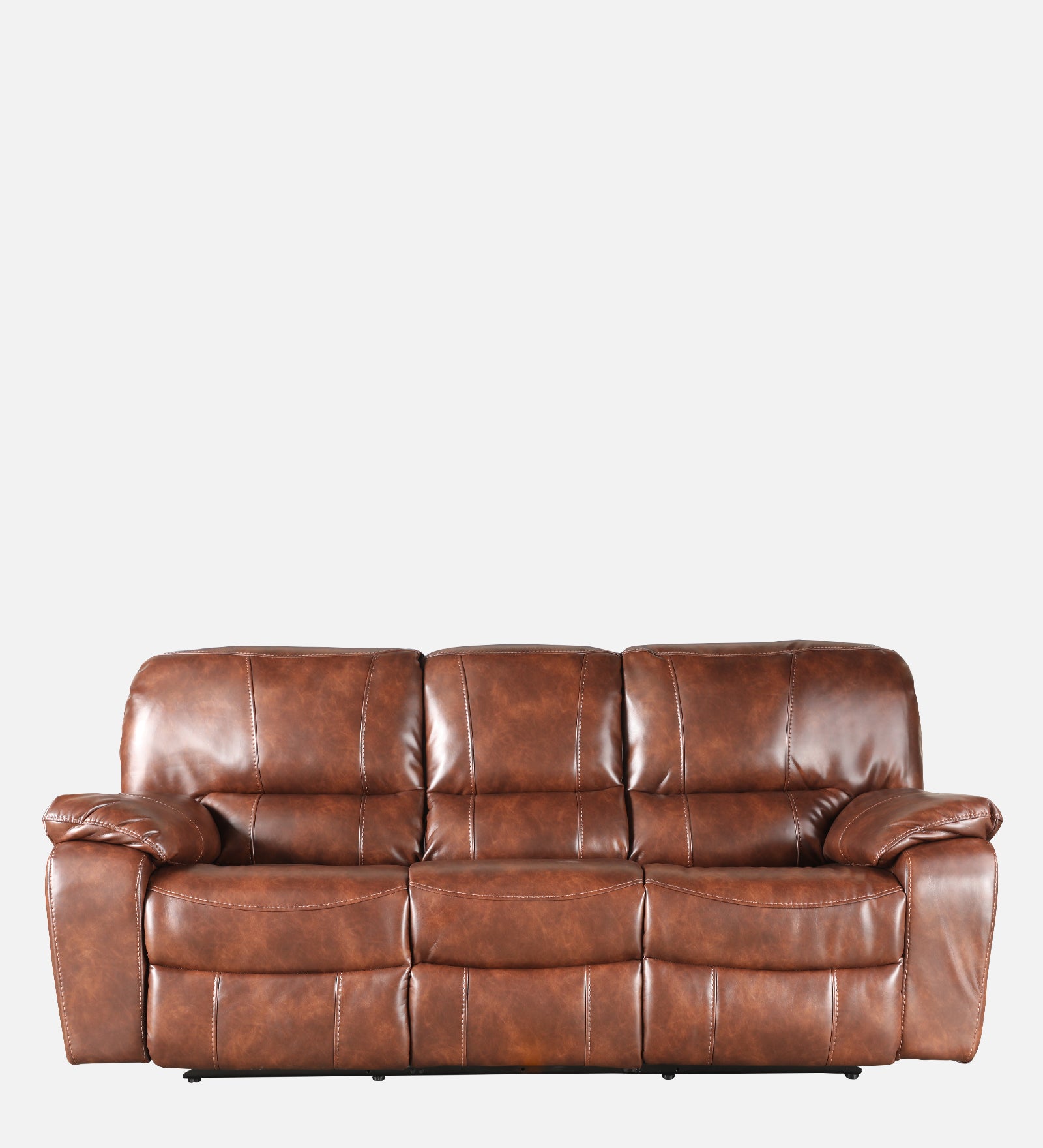 Urbano Leather Fabric Three Seater Recliner in Brown Colour