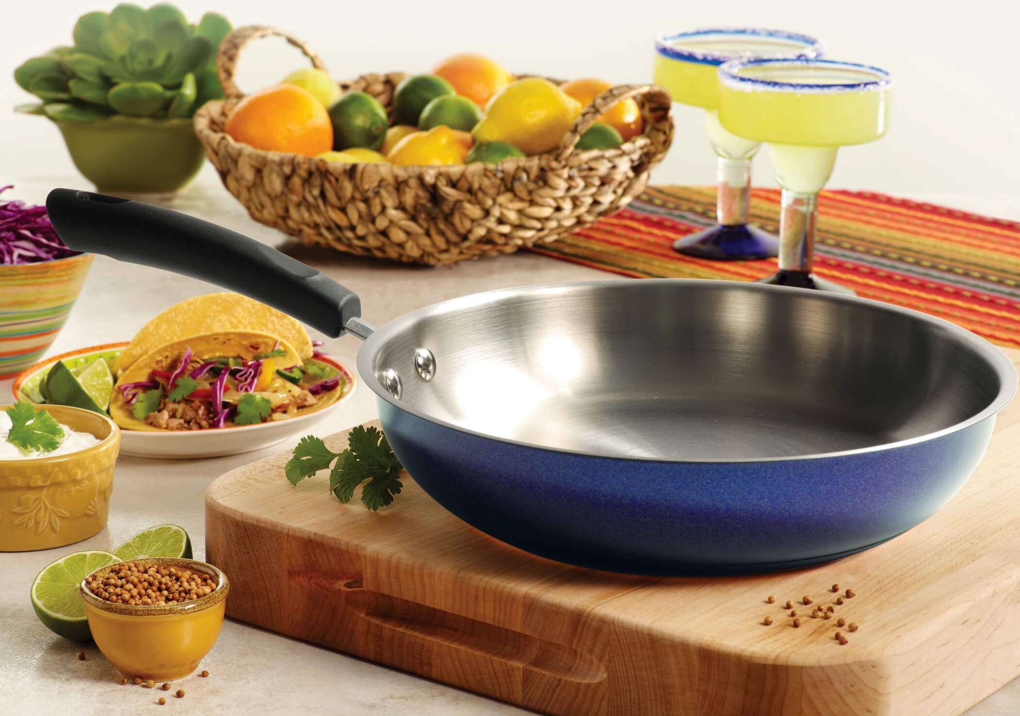 Centennial Stainless steel Induction Suitable Frypan 22Cm 1.7 Ltr in Blue Colour