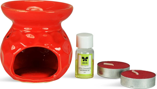 Vapourizer Set Ceramic 5Ml With 2 Tealights in Apple Cinnamon Colour