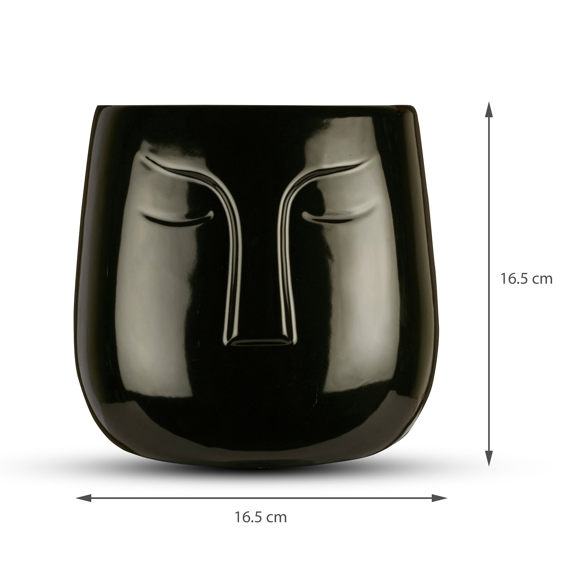 Alura Milan Face Ceramic Planter 17Cm in Black Colour