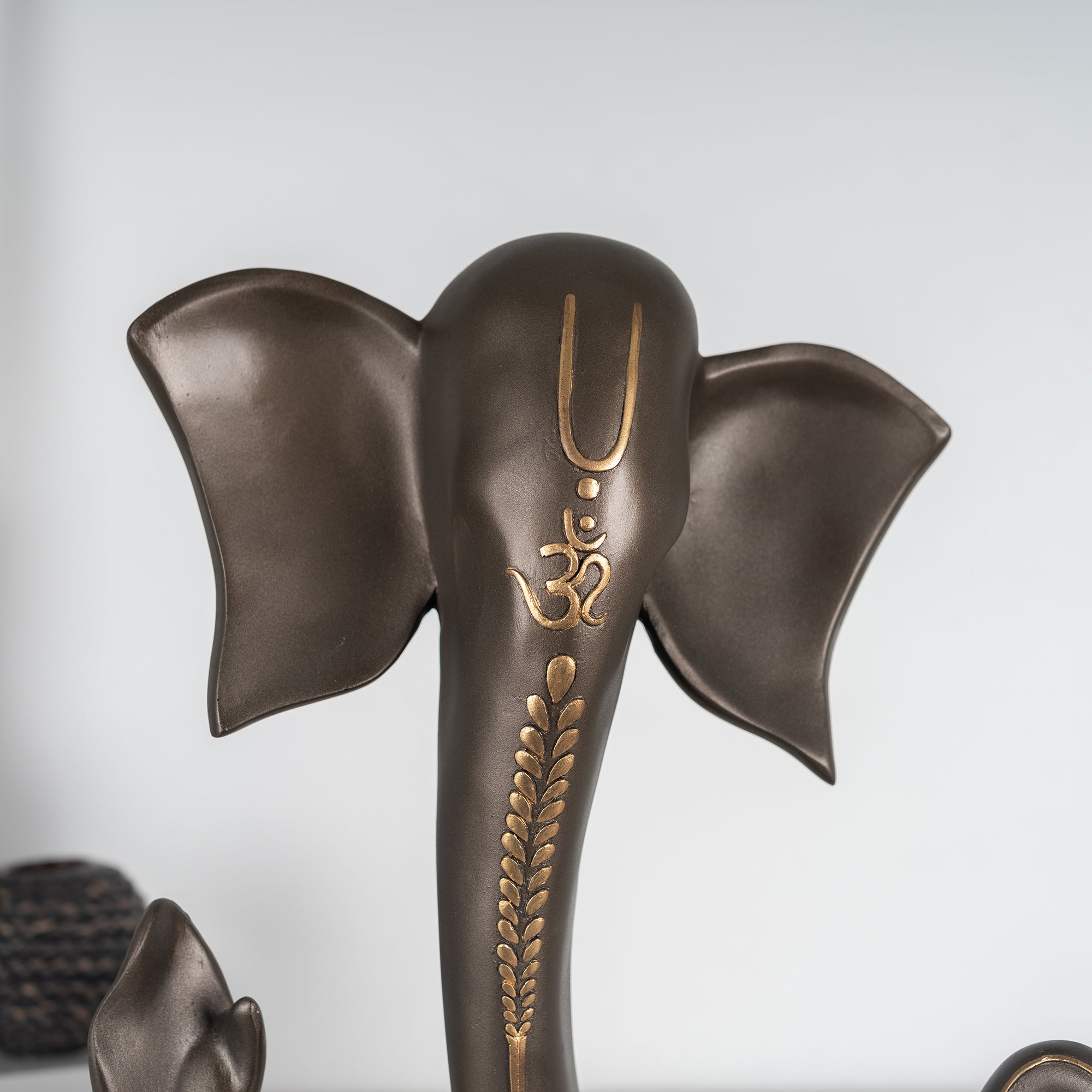Eternal Ganesha Polyresin Hand Finished Figurine 41Cm in Bronze & Gold Colour