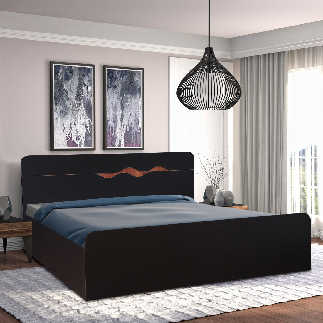 Swirl King Bed With Box Storage