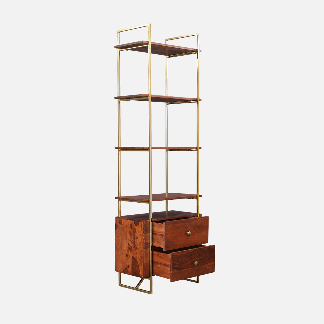 Alviya Book Shelves in Natural & Gold Colour