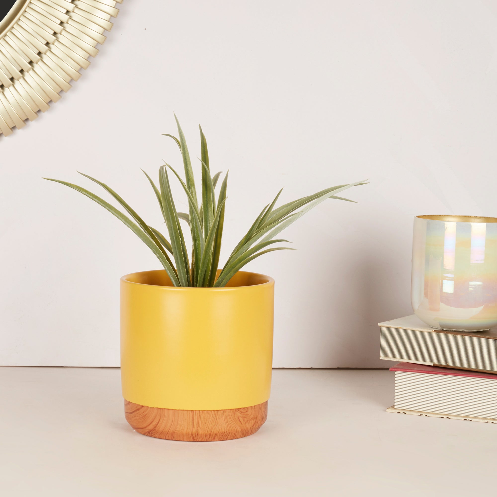 Alura Milan Ceramic Planter 13Cm in Mustard Colour