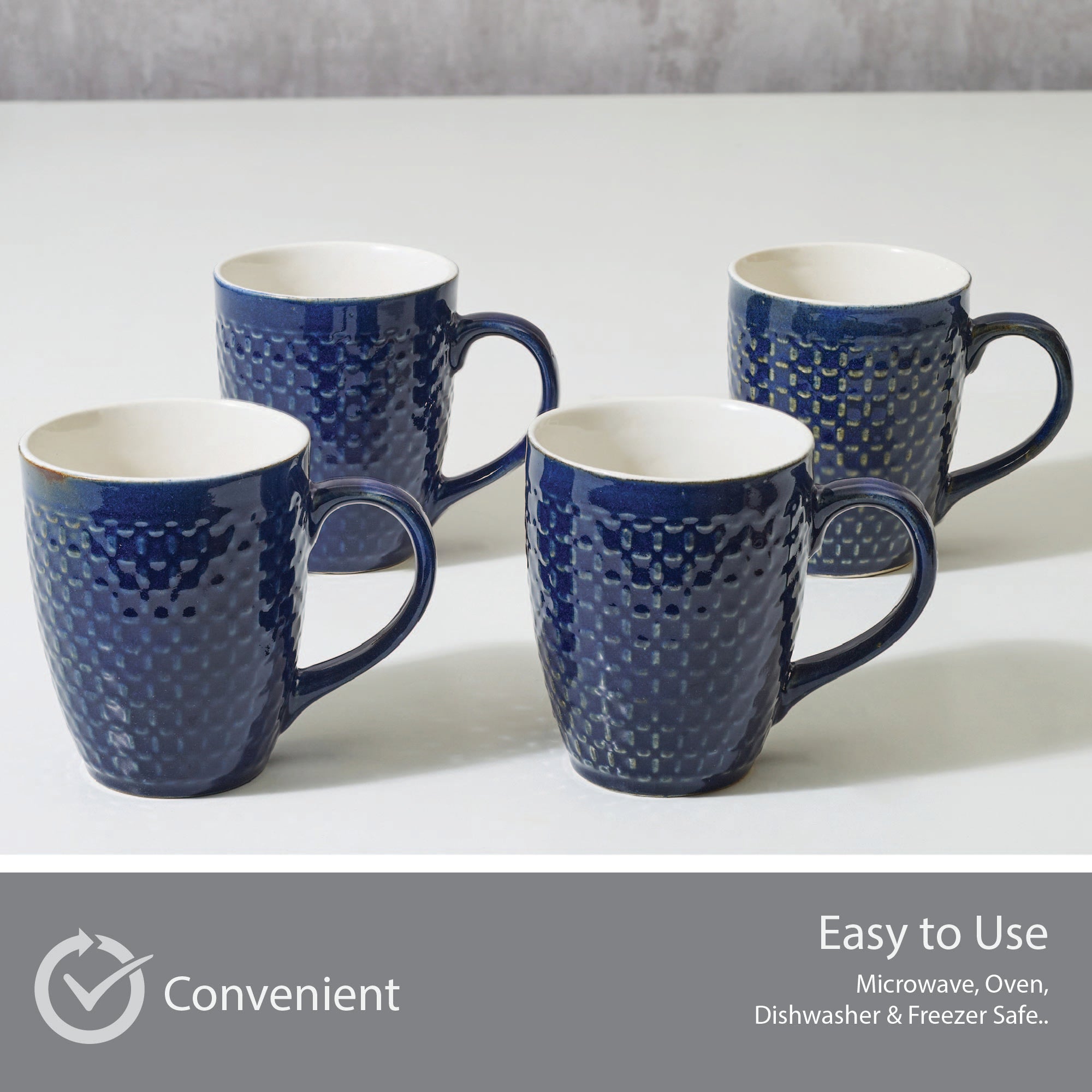 Fiesta Ceramic Latte Mug 360 ML Set Of 4 in Cobalt Colour
