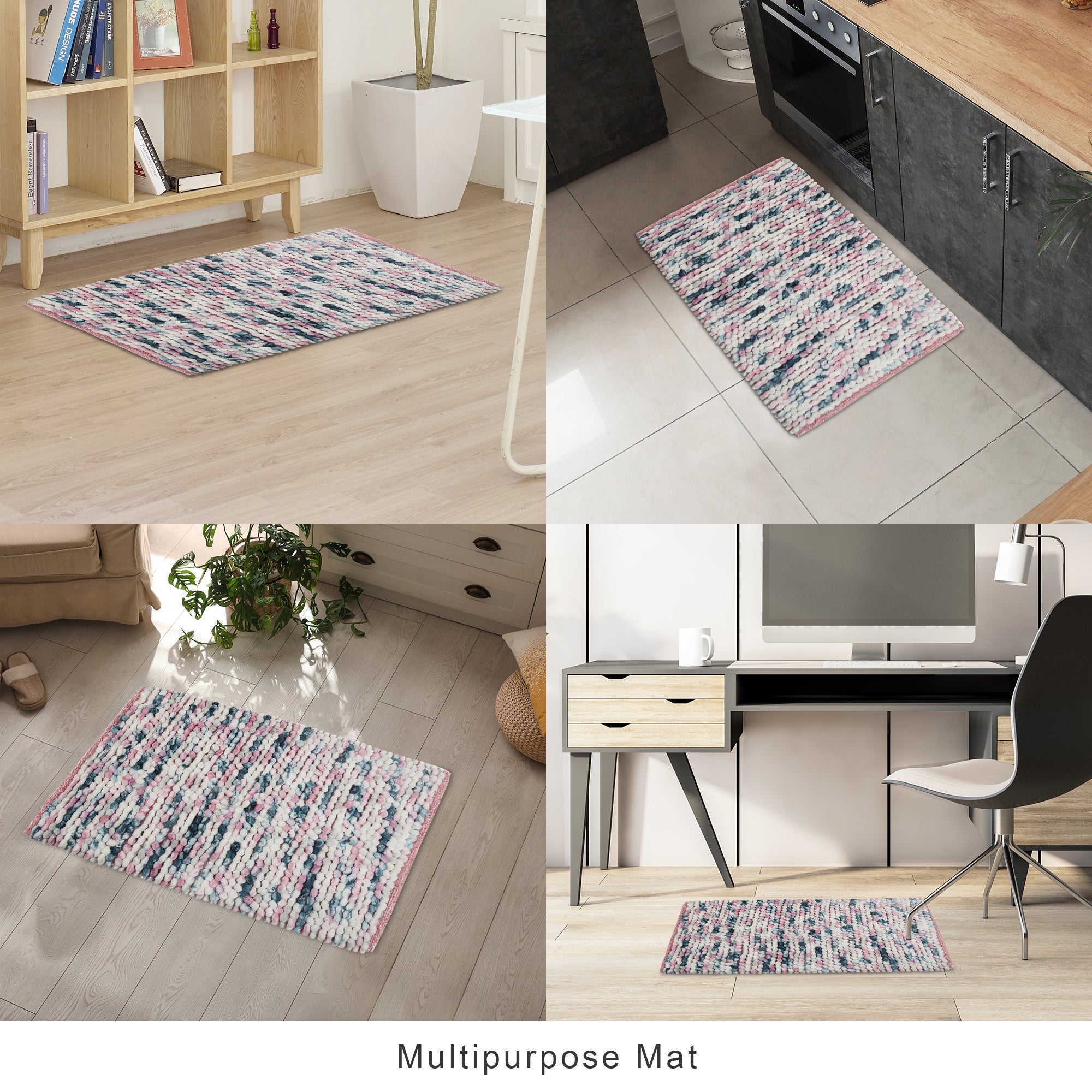 Emilia Micro Chenille Multipurpose Loop Bath Mat 40x60 Cm in Blush Blue Colour
