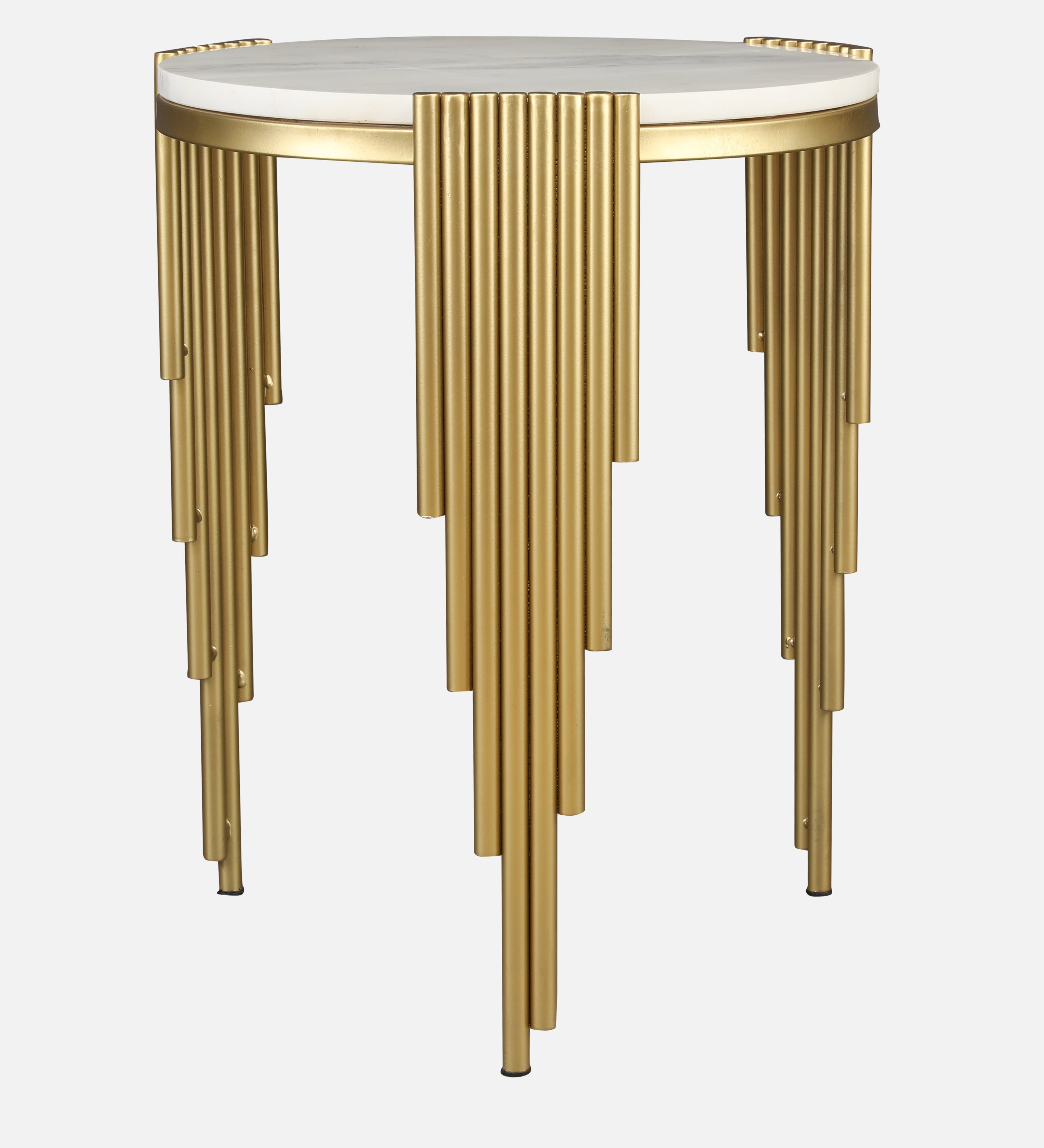 Giove Marble & Iron Side Table in White and Gold Colour