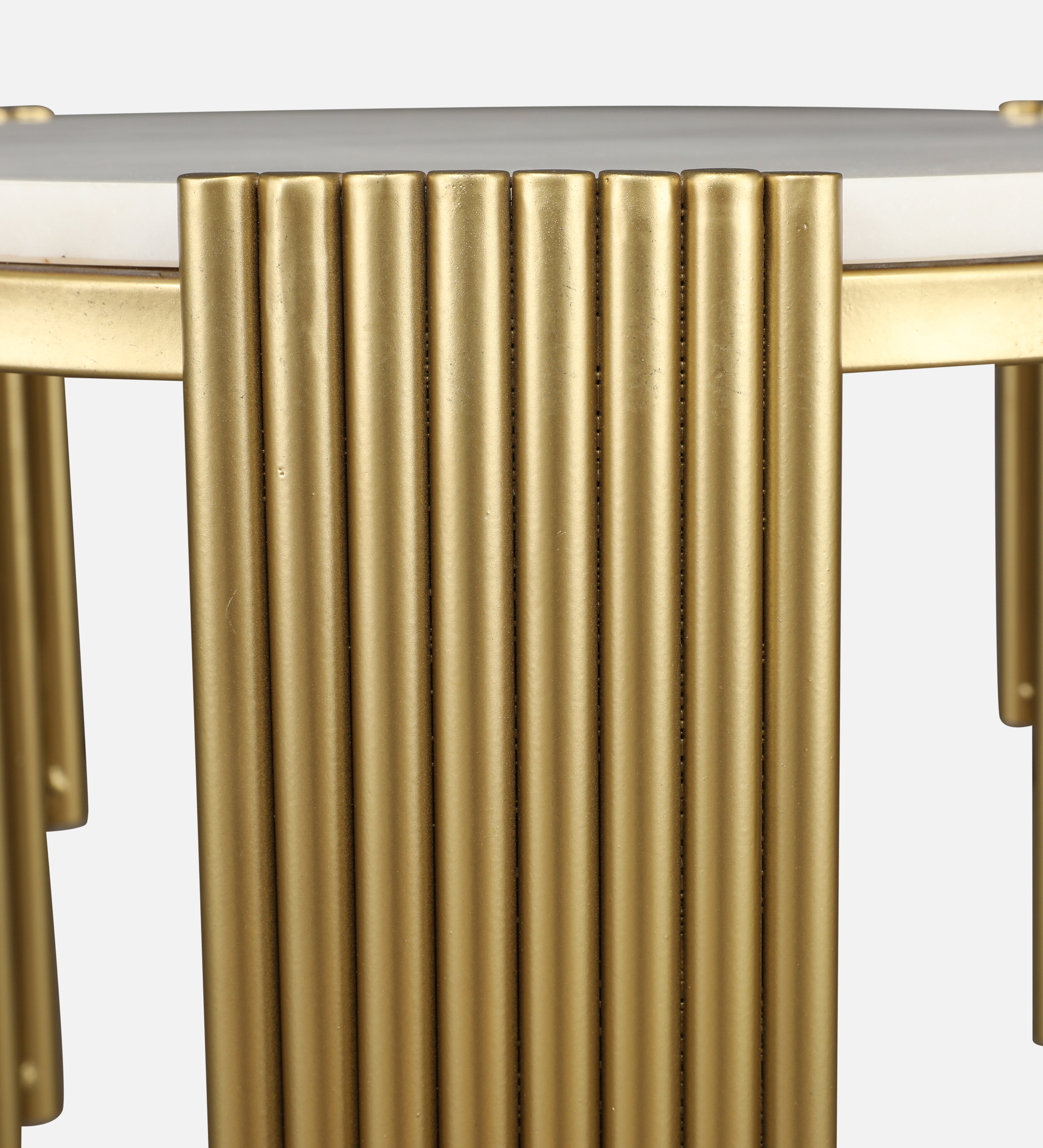 Giove Marble & Iron Side Table in White and Gold Colour