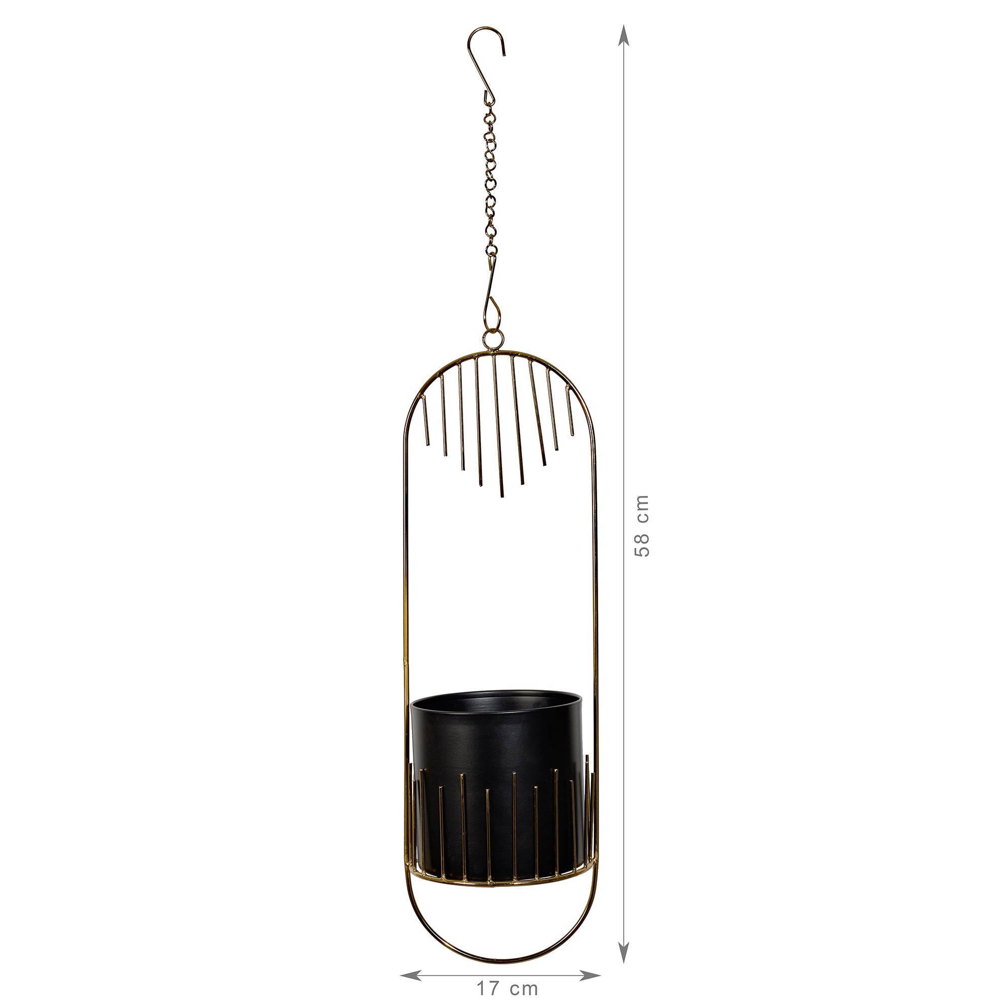 Artiskylar Metal Matt Finish Hanging Planter 58 Cm in Black and Gold Colour