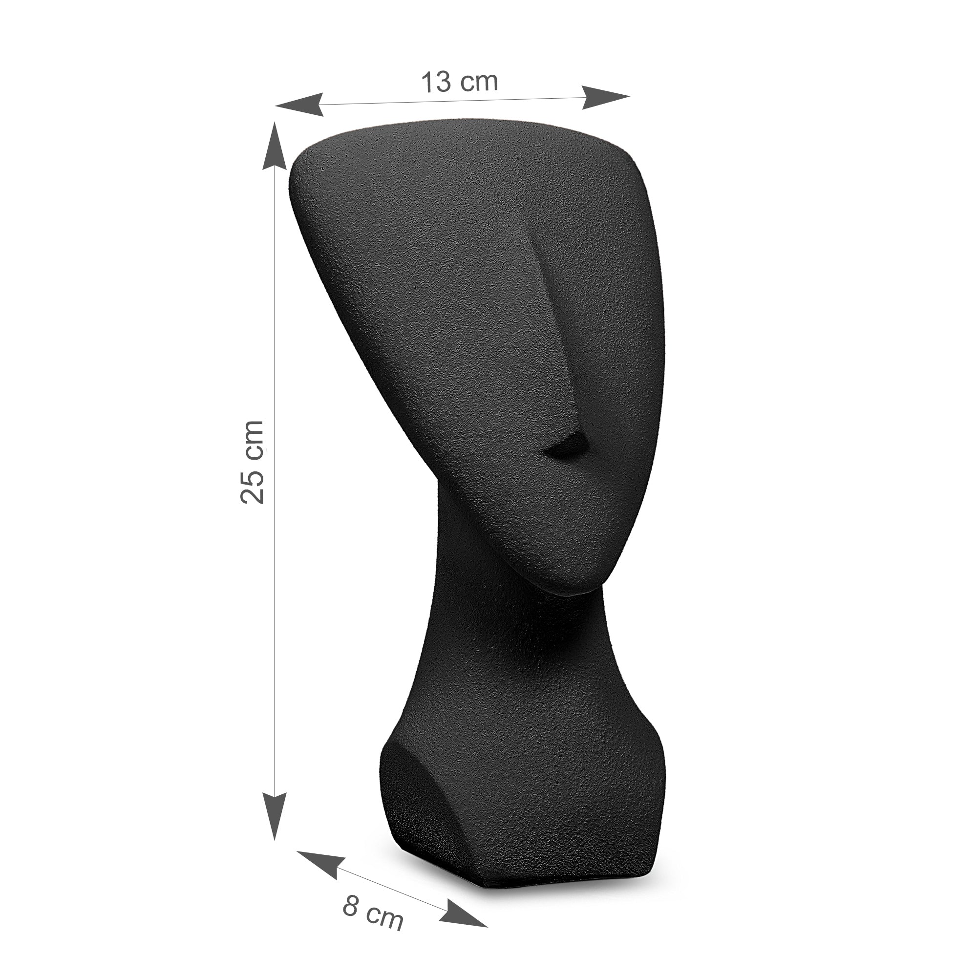 Miraya Modern Textured Face Polyresin Hand Finished Figurine Black 16cm by Living Essence