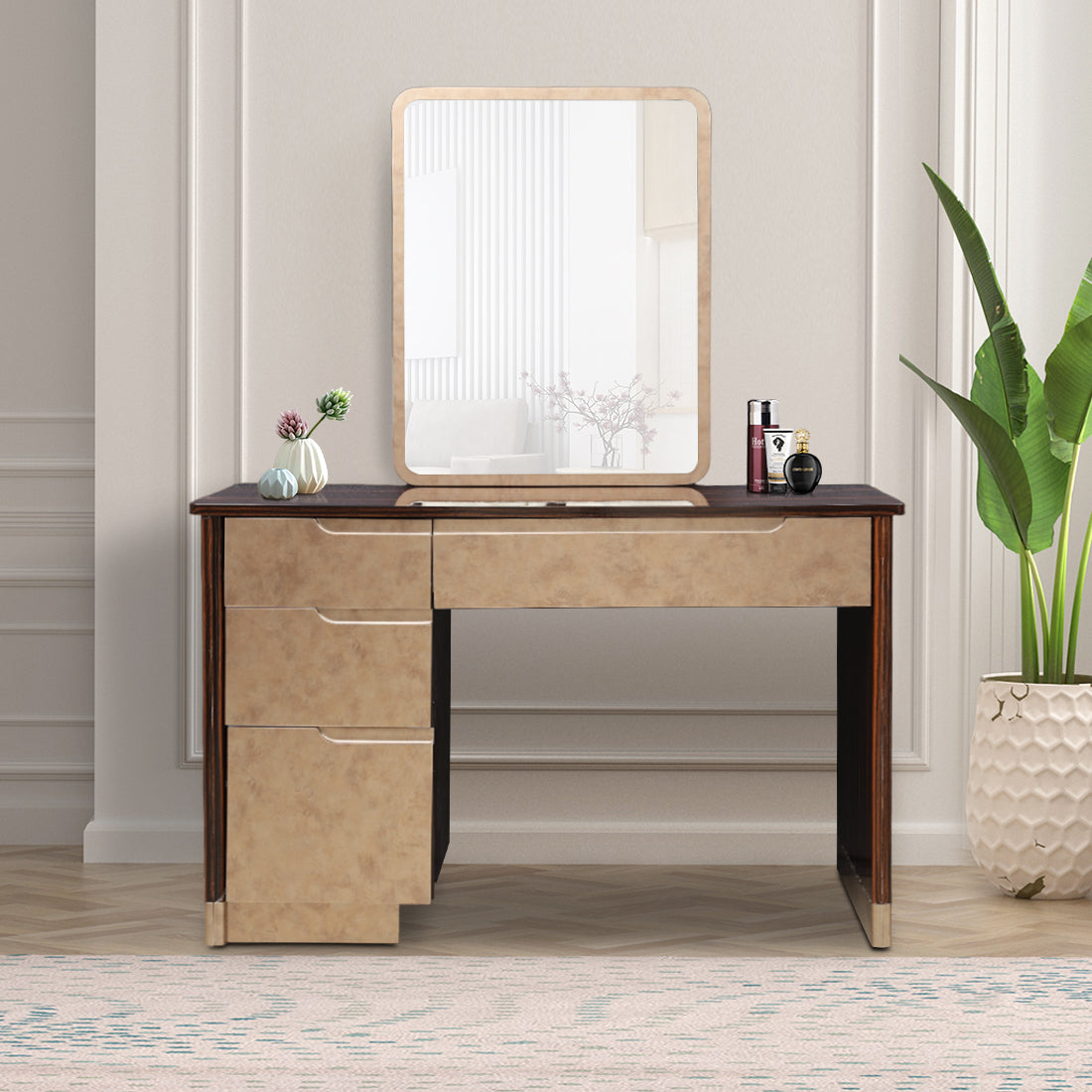 Arabella Dresser With Mirror in Matt Gold Colour
