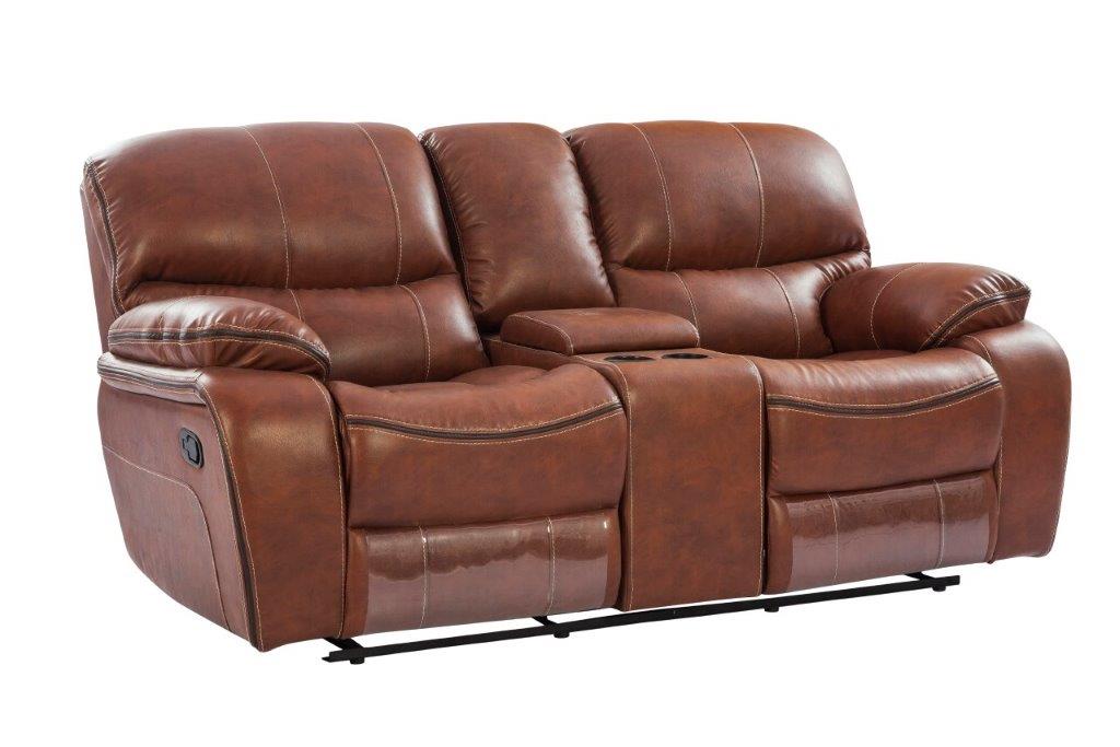 Tigris Leatherette Two Seater Recliner in Brown Colour