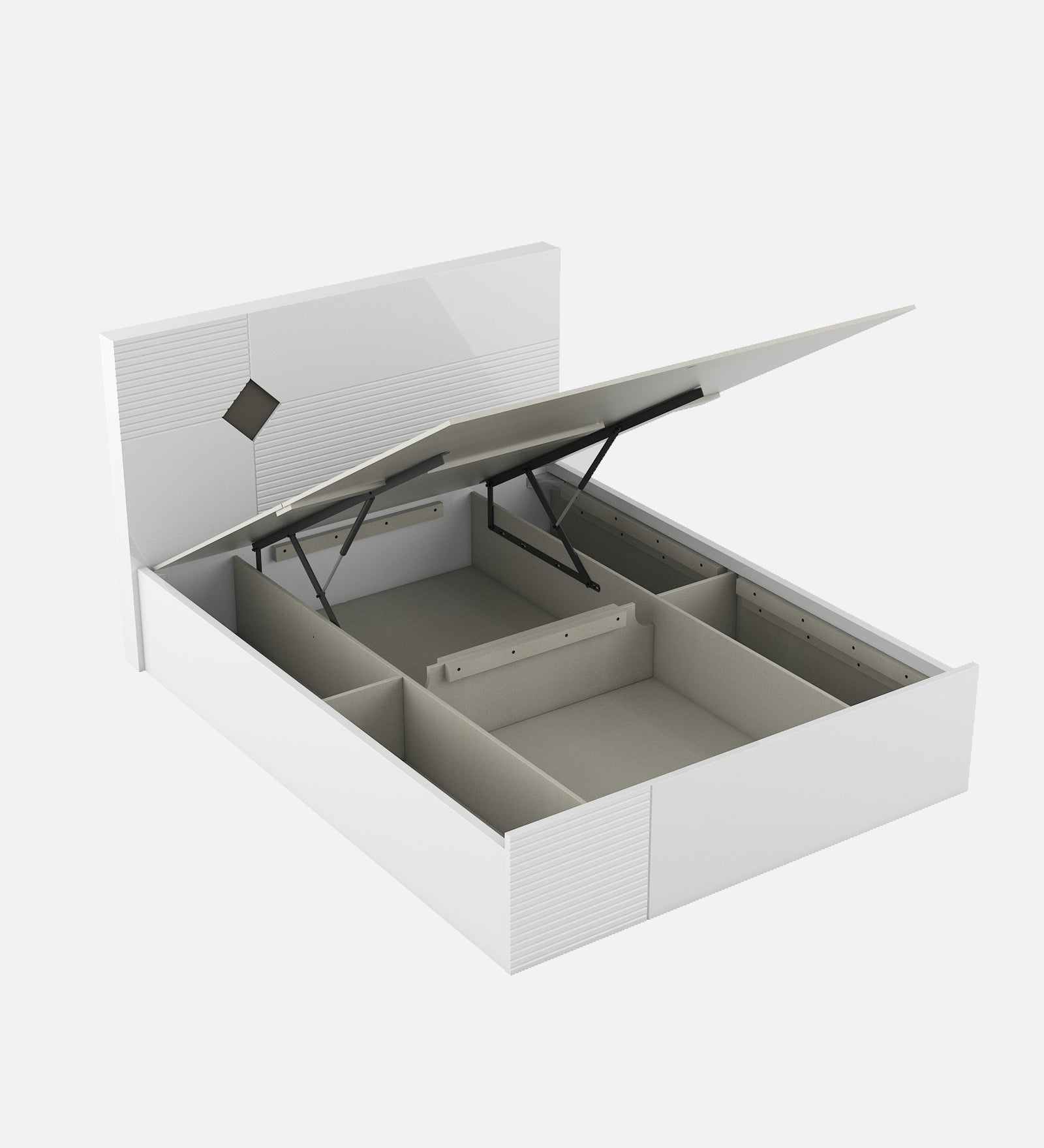Gwen  King Bed With Hydraulic storage in White  & Denim Colour