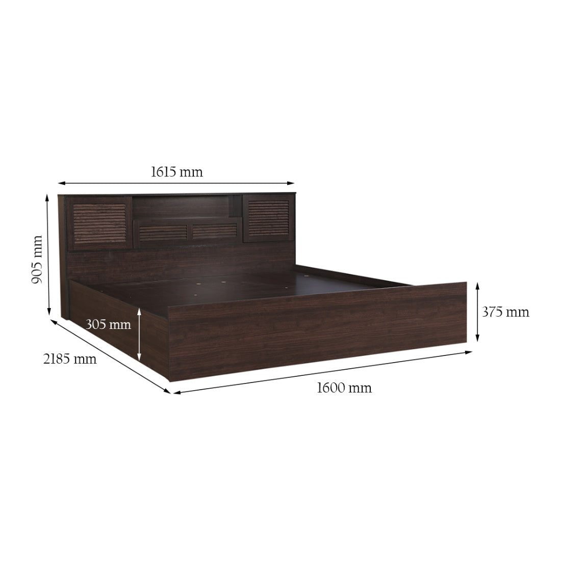 Bolton Queen bed with Hydraulic storage in Wenge Colour