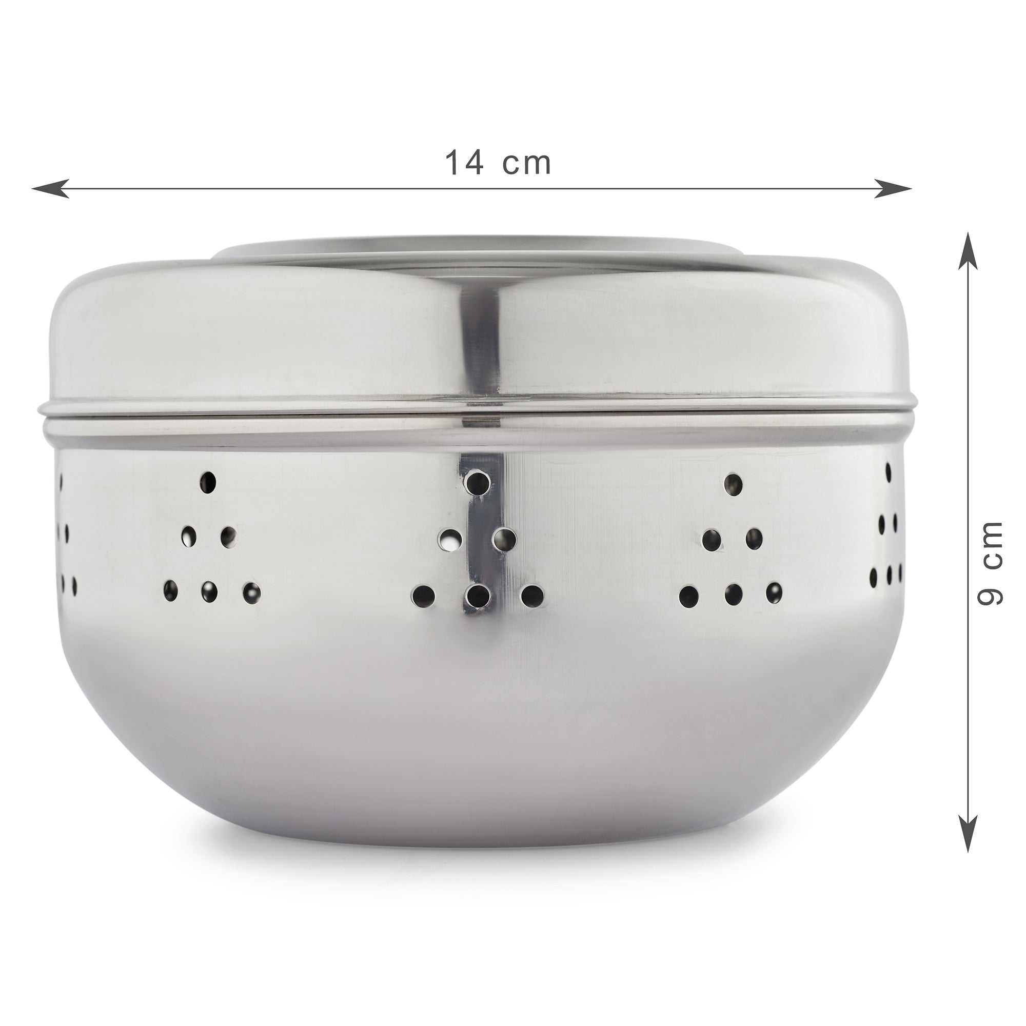 Glisto Stainless Steel Flat Canister/Puri Dabba/ Sprout Maker/Herb Container Set of 2 with Air Ventilation in Silver Colour