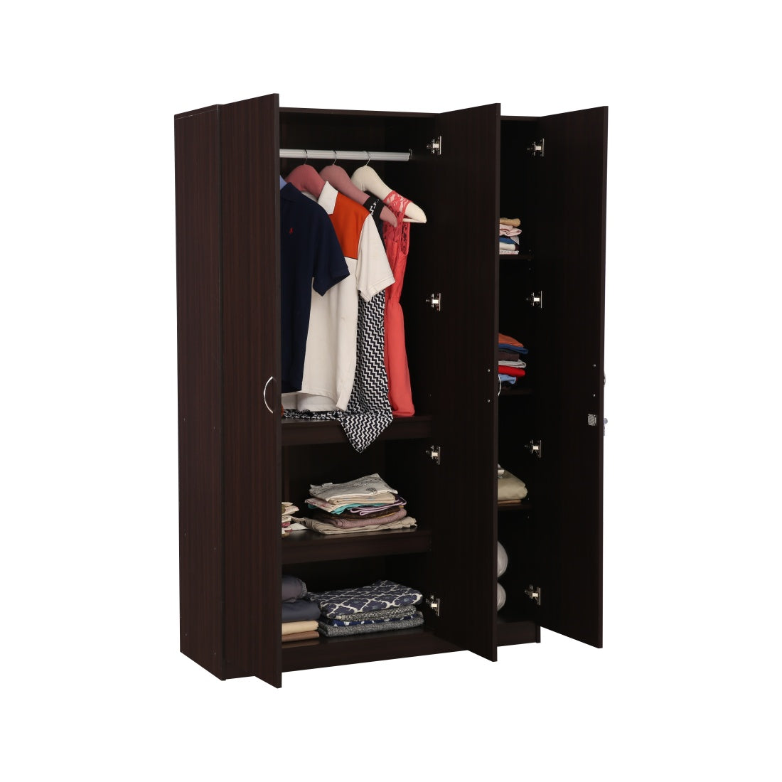 Willy Engineered Wood 3 door wardrobe in Walnut Colour