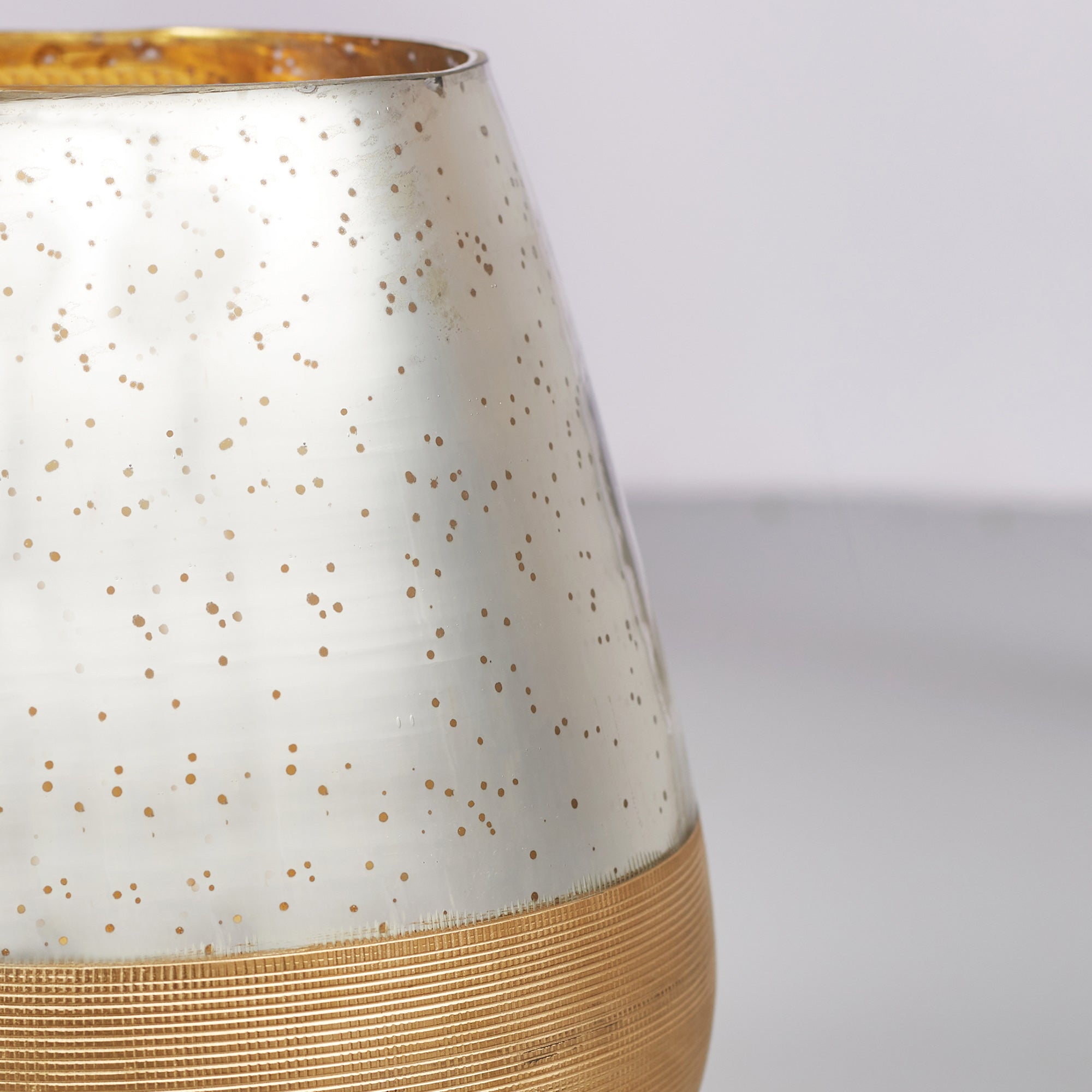 Phiona Glass Textured Handcrafted Mercury Vase 21 Cm in Gold Colour