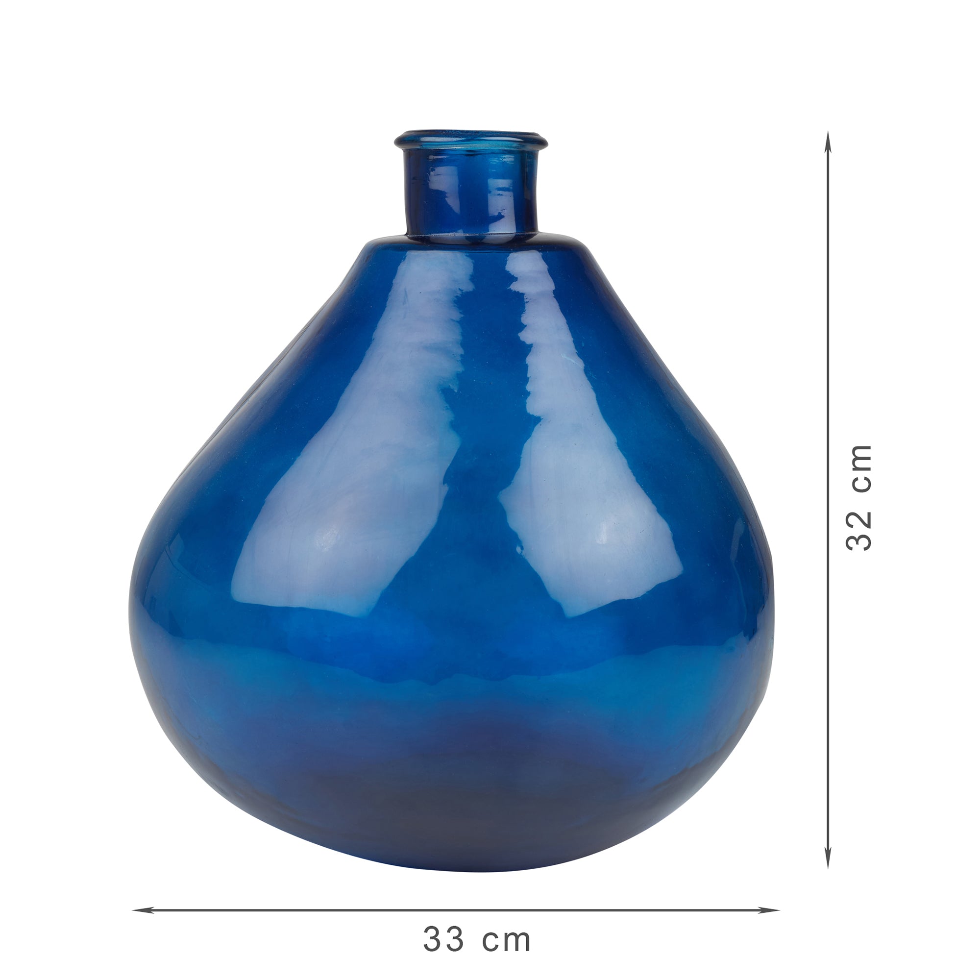 Phiona Glass Modern Organic Shapped Handcrafted Vase 32 Cm in Indigo Colour