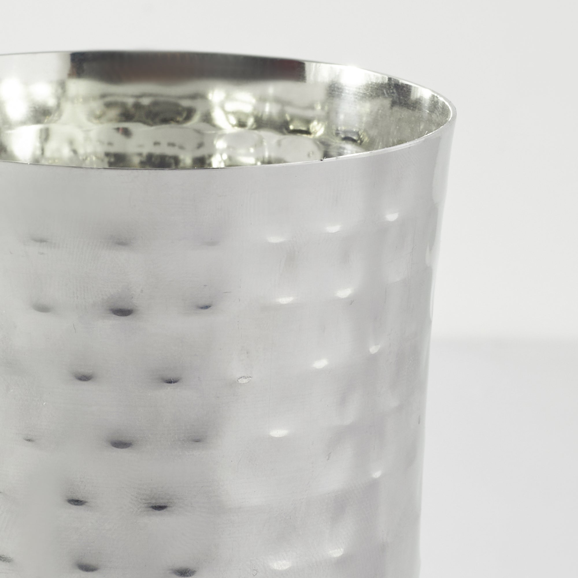 Glisto Stainless Steel Hammered Drinking Glass/Tumbler Set of 4 in Silver Colour